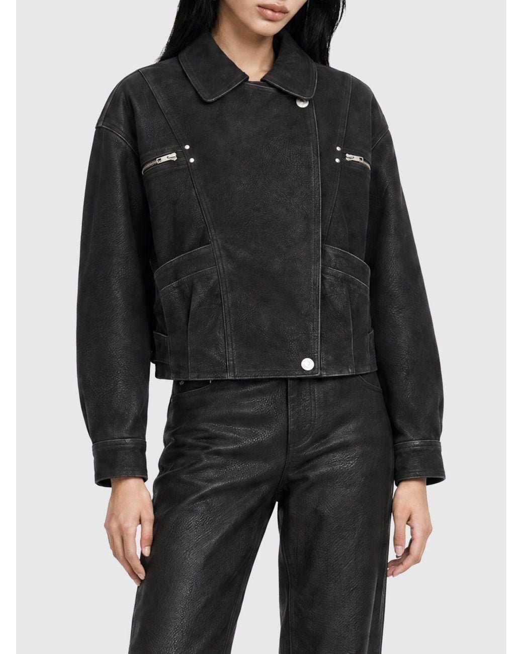 Isabel Marant Black Suede Leather Shirt Jacket With Concealed Closure