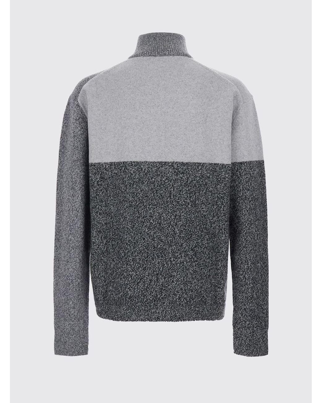 Jacquemus Gray High-Neck Patchwork Cotton Jumper With Half-Zip Closure for men