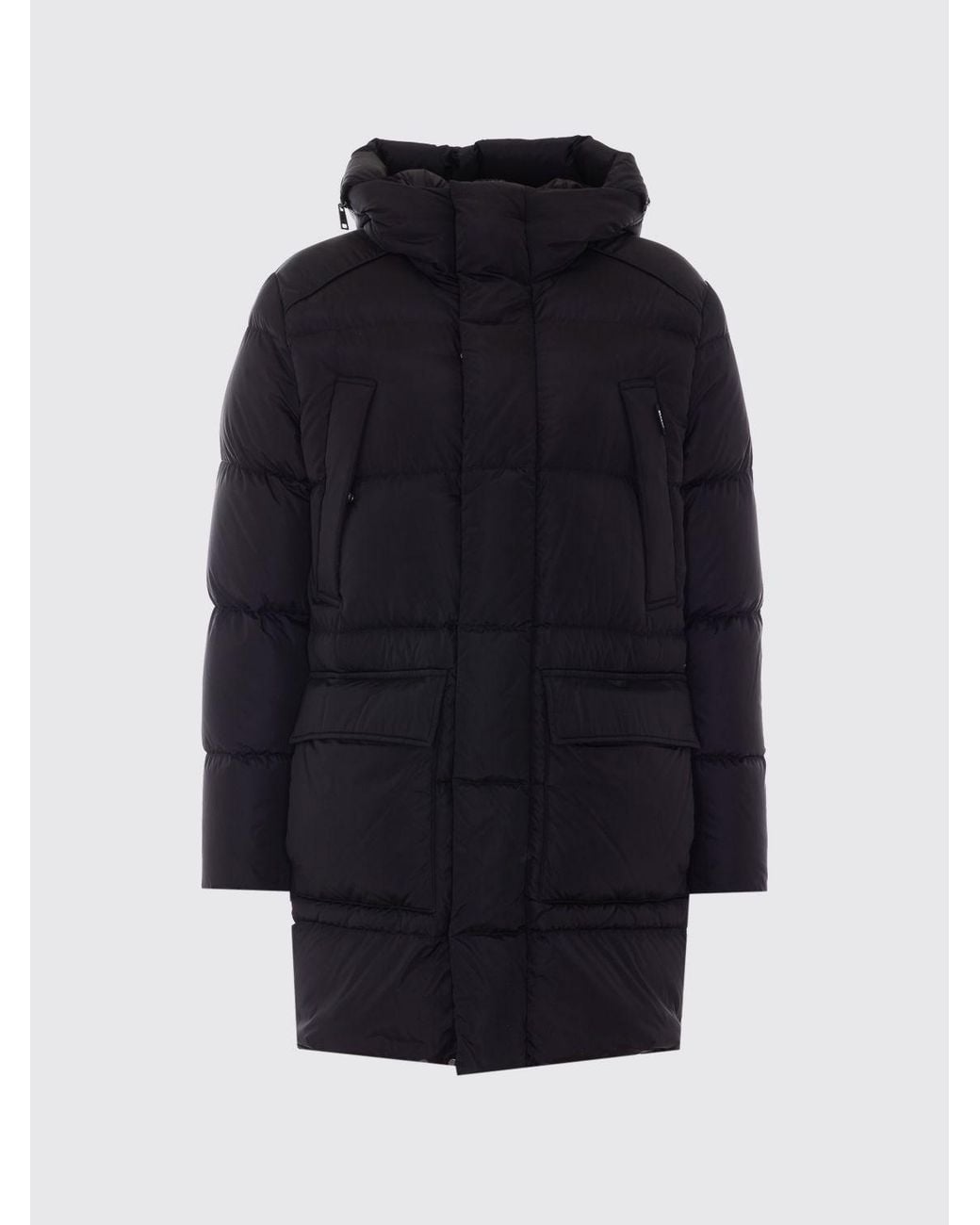 Add Blue Water-Repellent Nylon Long Down Jacket With Ped Hood for men