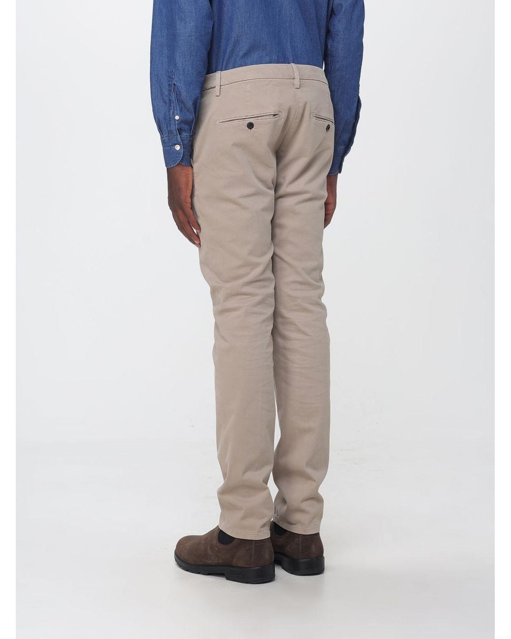 Dondup Blue Mid-Rise Slim Fit Chino Trousers for men