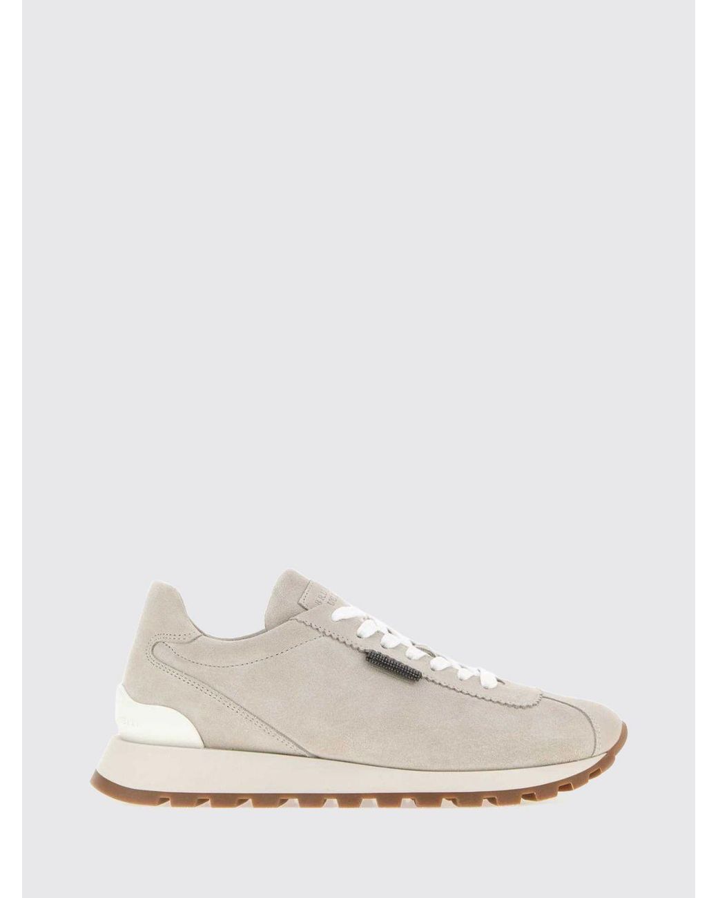 Brunello Cucinelli White Wildleder-Sneaker