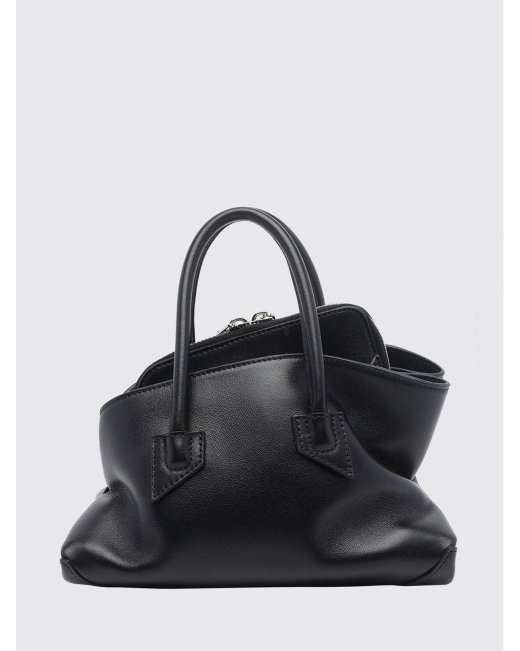 The Attico Black La Passeggiata Asymmetrical Smooth Calfskin Mini Handbag
