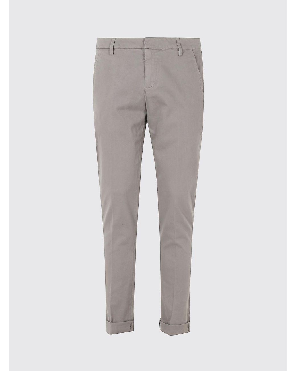 Dondup Gray Gaubert Slim Fit Mid-Rise Velvet Chino Trousers for men
