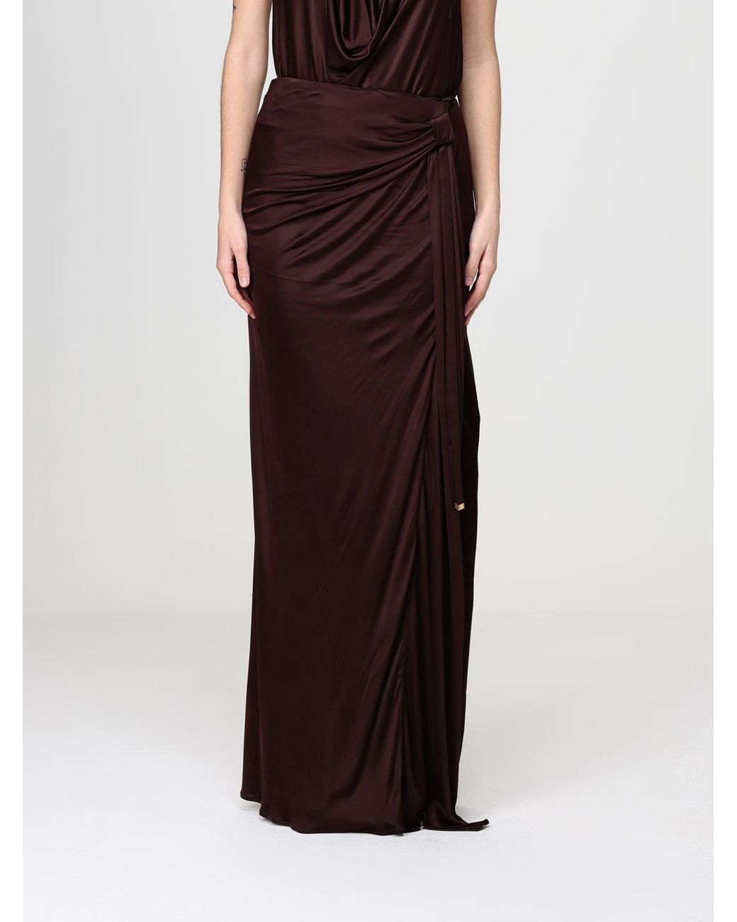 Elisabetta Franchi Brown Jersey Long Skirt