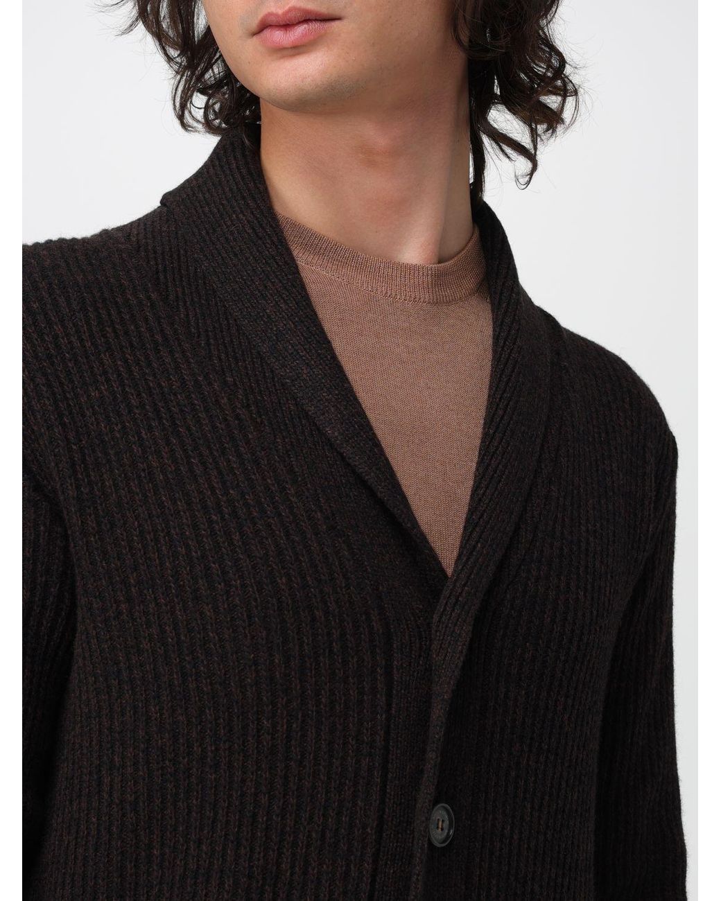 Brooksfield Black Shawl Collar Wool Cardigan With Button Closure for men