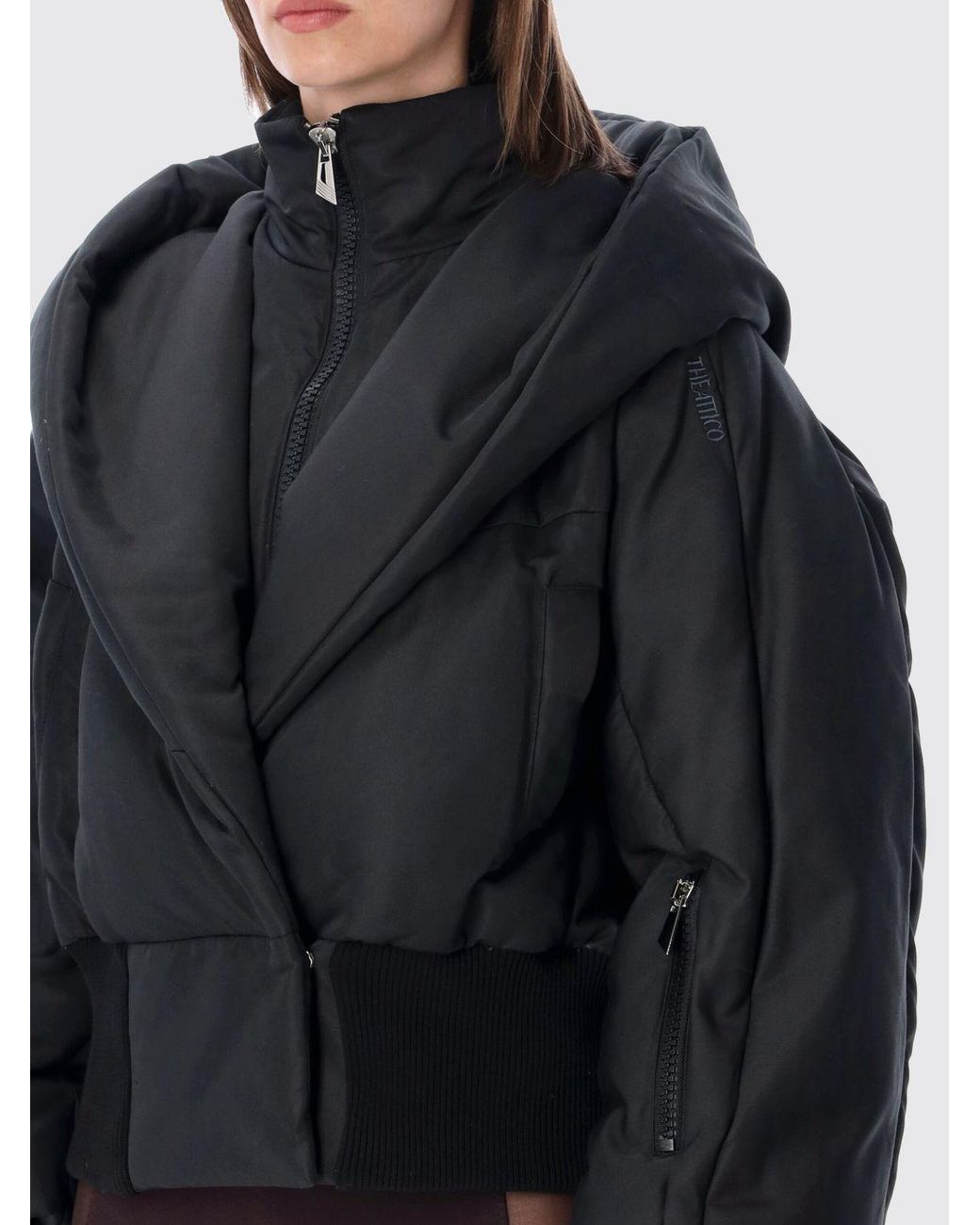 The Attico Black Oversized Bomber Puffer Jacket
