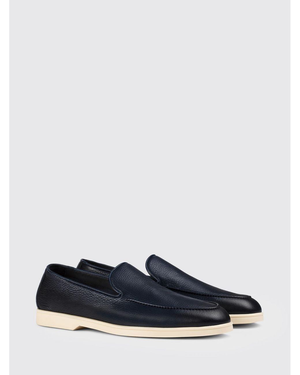 Doucal's Blue Grain Leather Loafer for men