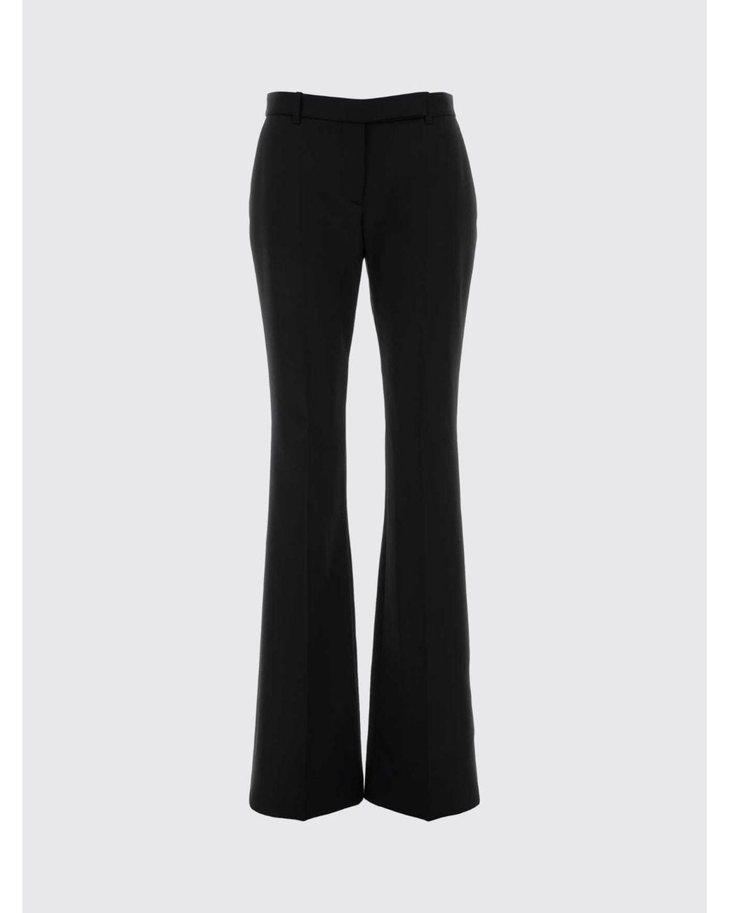 McQueen Black High-Waisted Flared Wool Tailored Trousers
