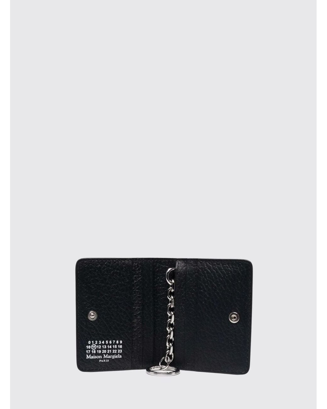 Maison Margiela White Hammered Leather Bifold Card Holder With Four Stitches for men