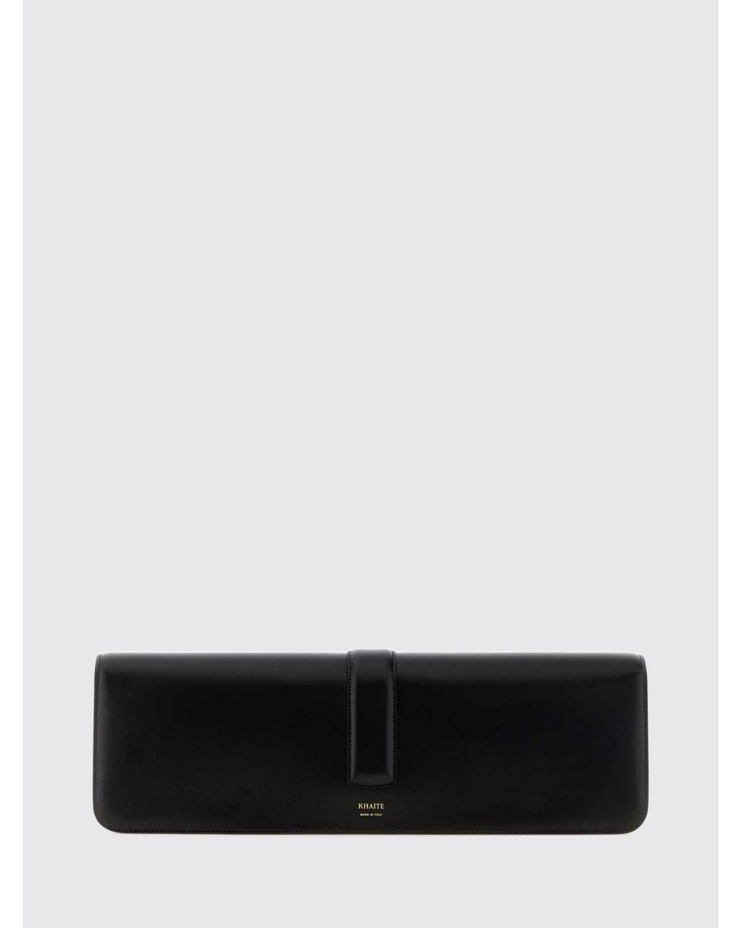 Khaite White Blake Smooth Leather Clutch With Magnetic Flap Closure