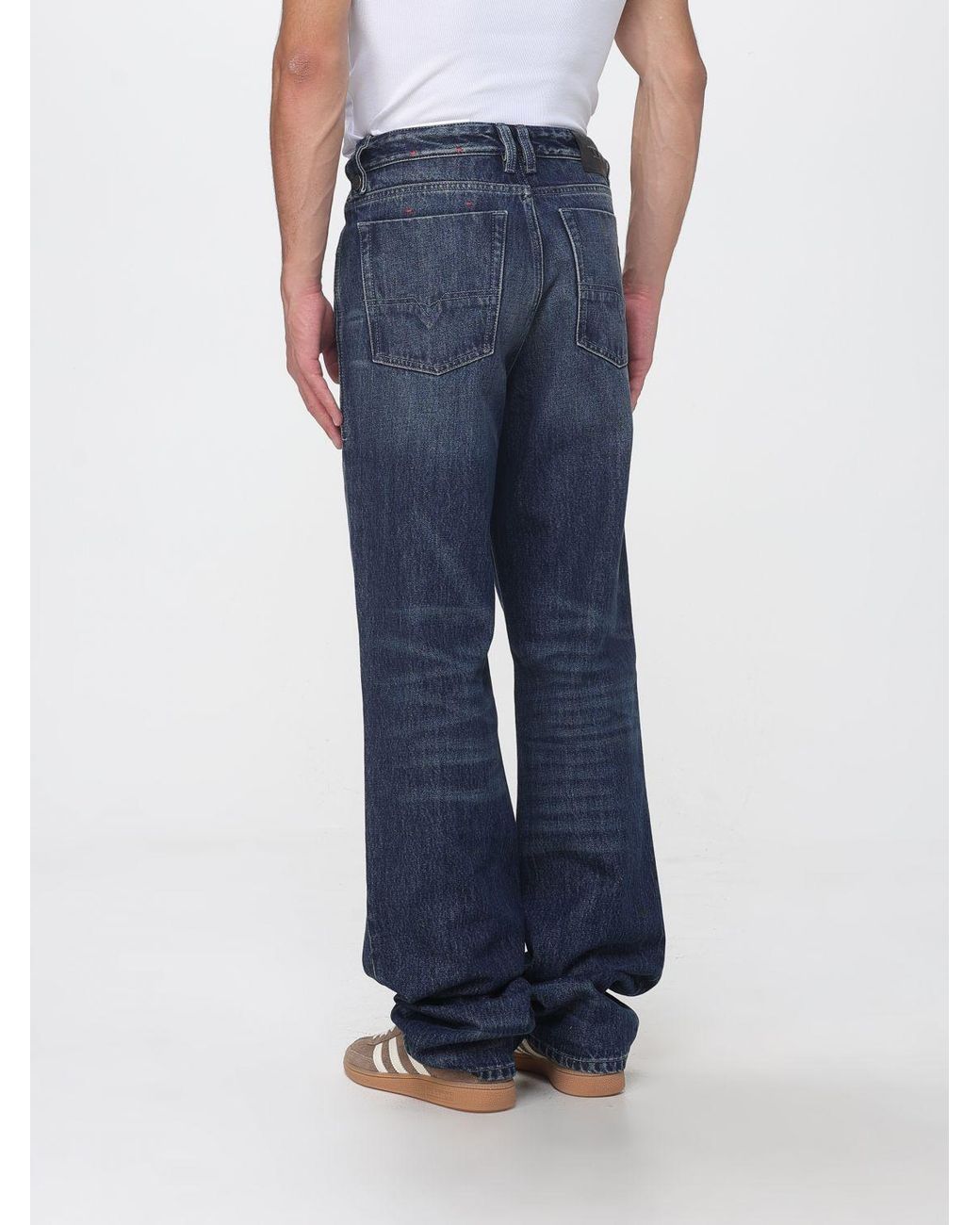 DIESEL Blue Mid-Rise 5-Pocket Wide-Leg Jeans for men