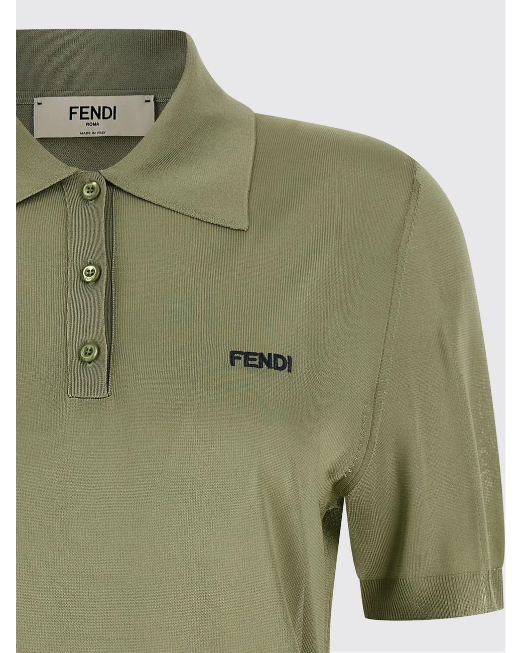 Fendi Green Viscose Polo Shirt With Logo
