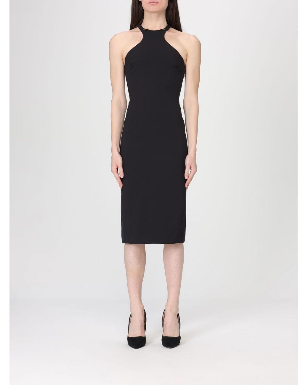 Elisabetta Franchi Black Crêpe Midi Dress
