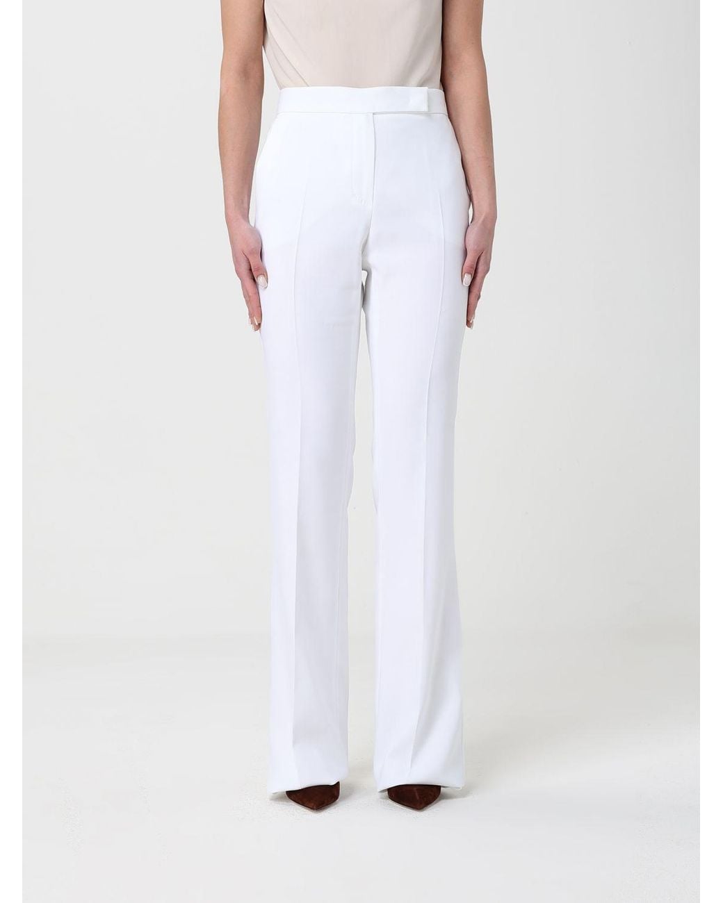 Max Mara White Cecina Classic Cotton Trousers