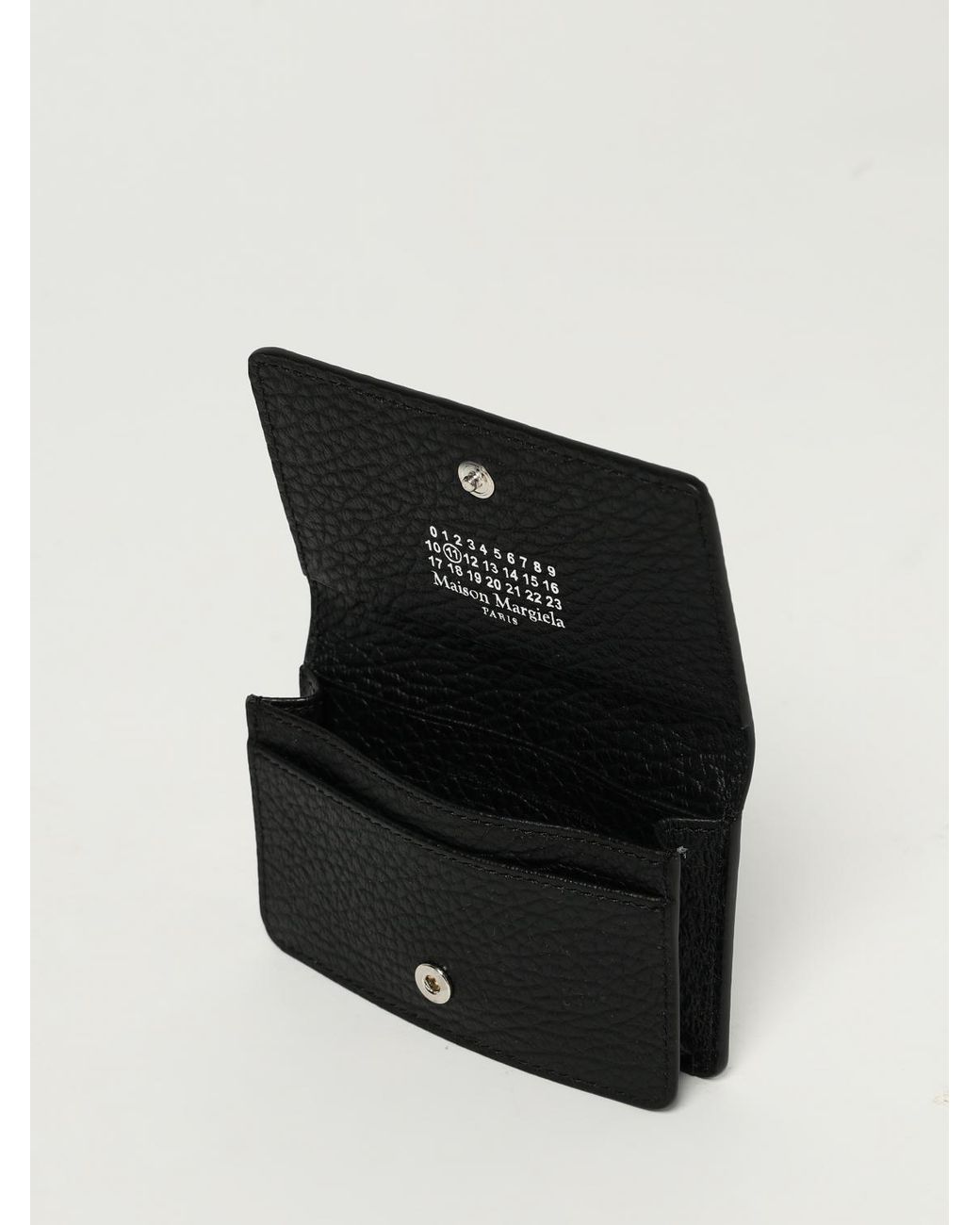 Maison Margiela White Four Stitch Grained Leather Card Holder for men