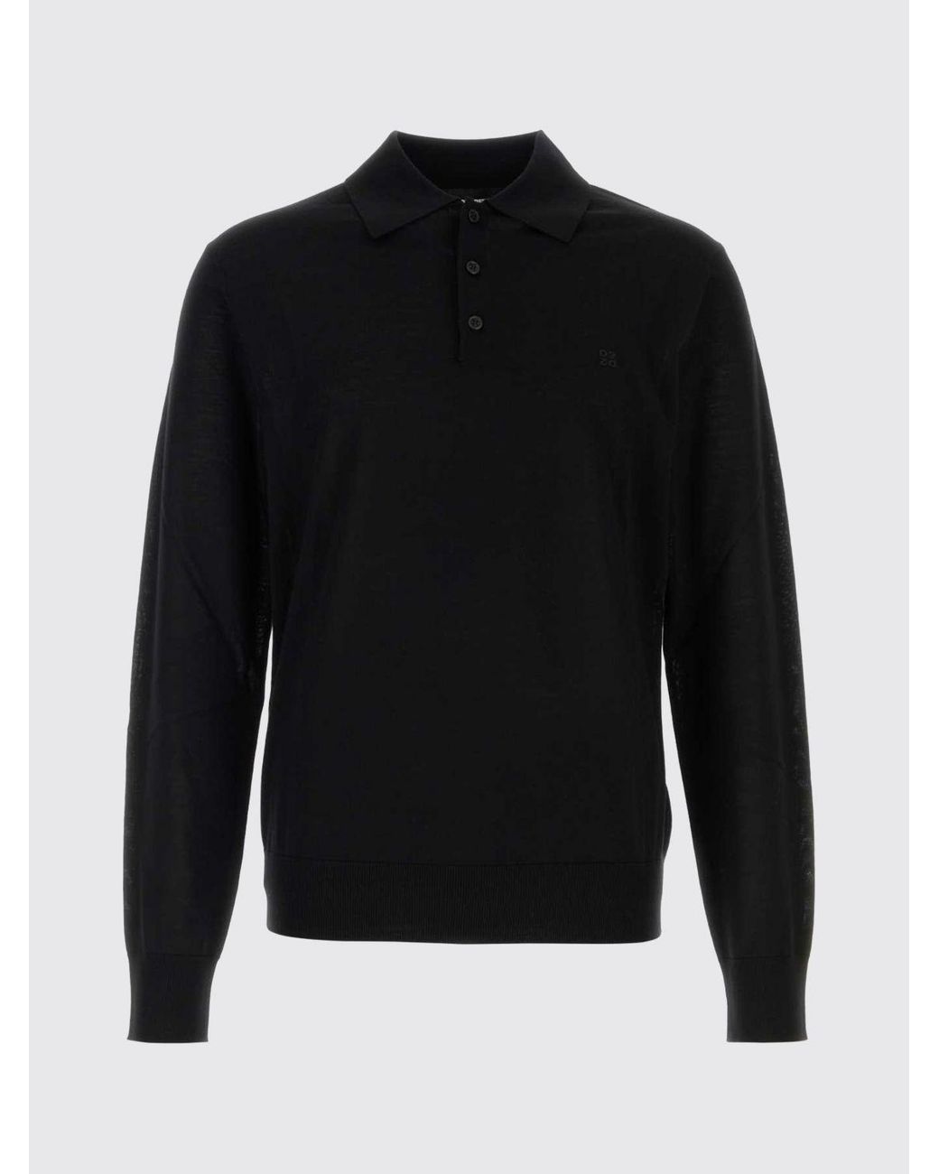 DSquared² Black Long-Sleeved Wool Knitted Polo Shirt for men
