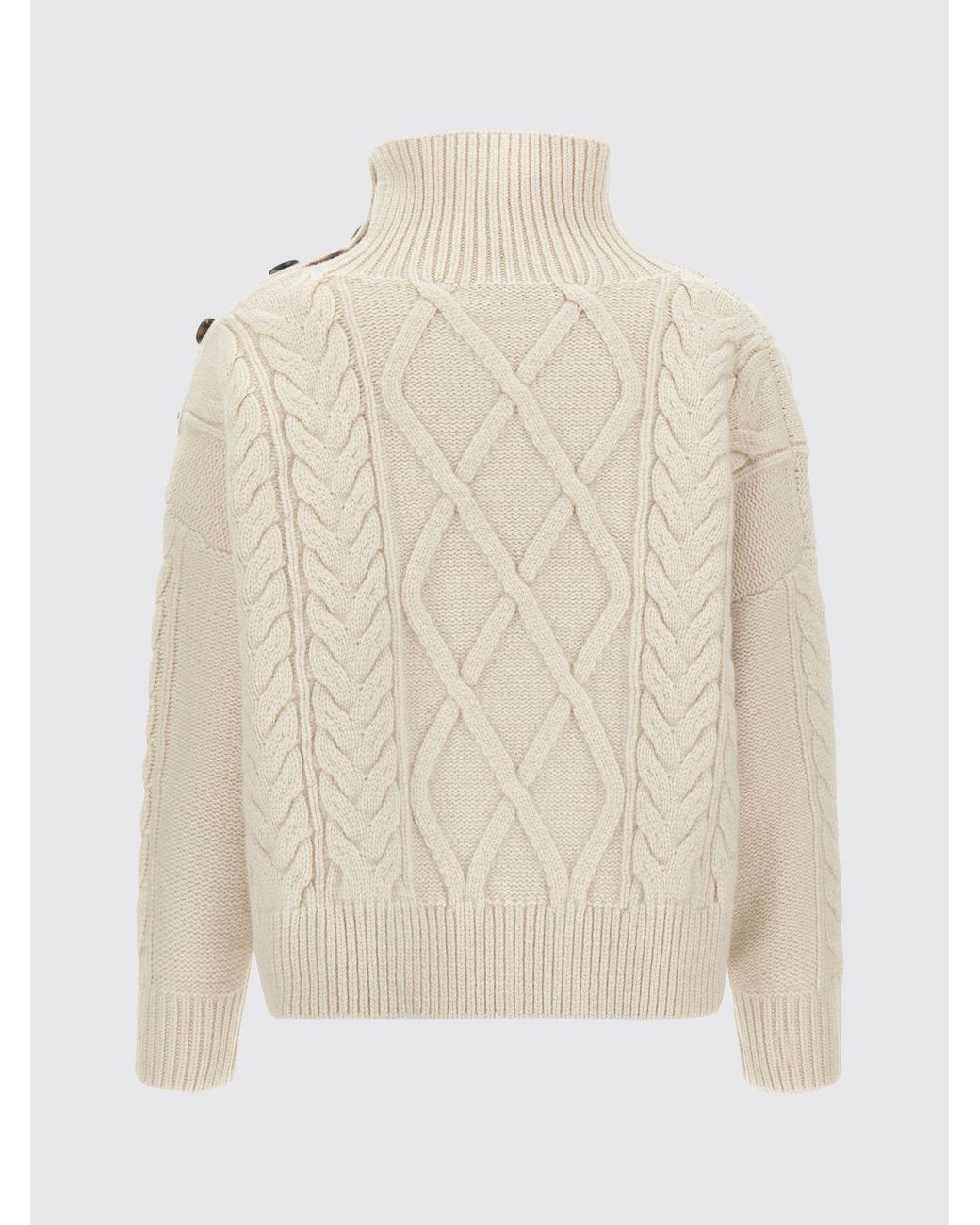Yves Salomon Natural Wool And Cashmere Roll Neck With Shoulder Buttons