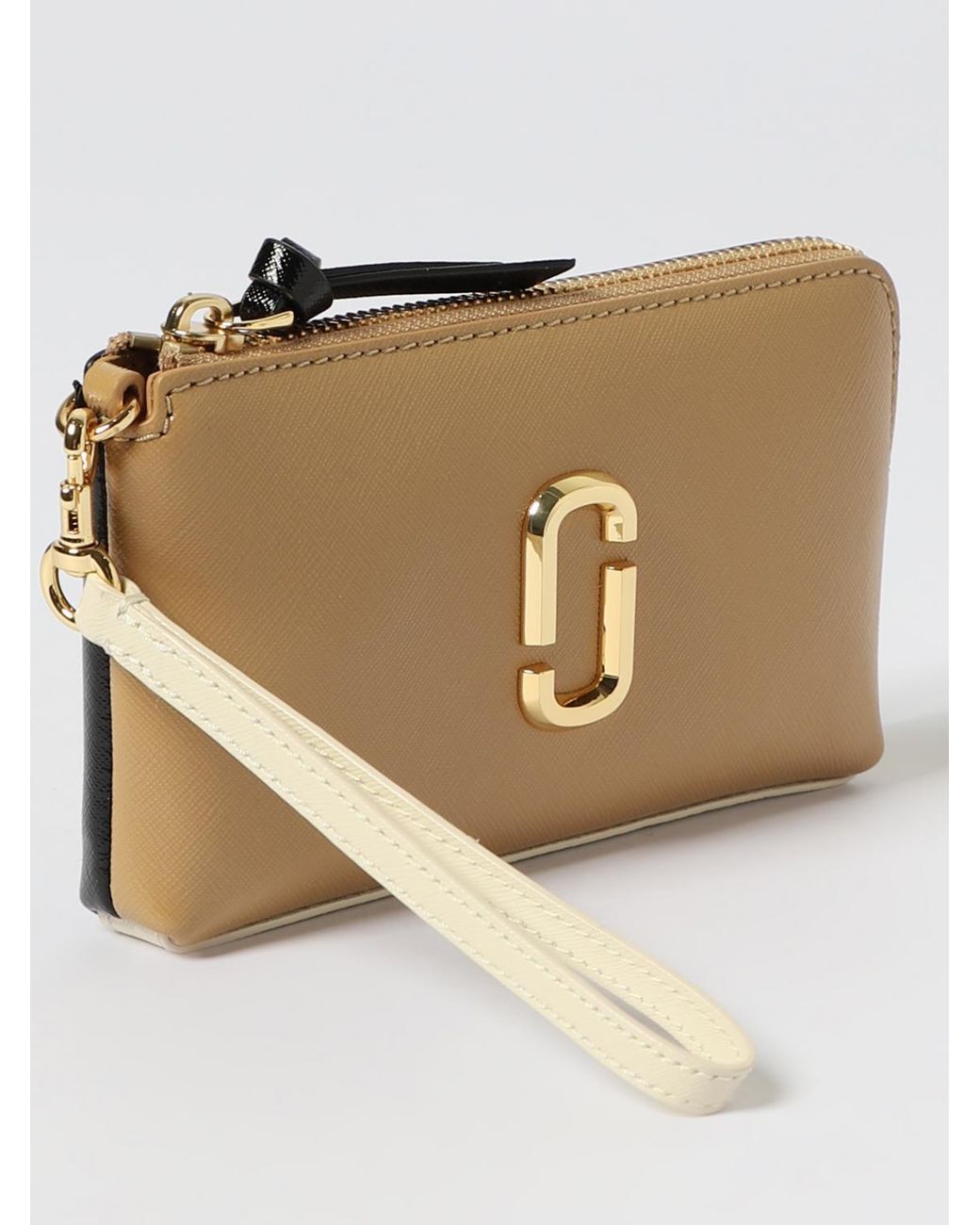 Marc Jacobs Natural The Snapshot Wristlet Bicolor Saffiano Leather Clutch