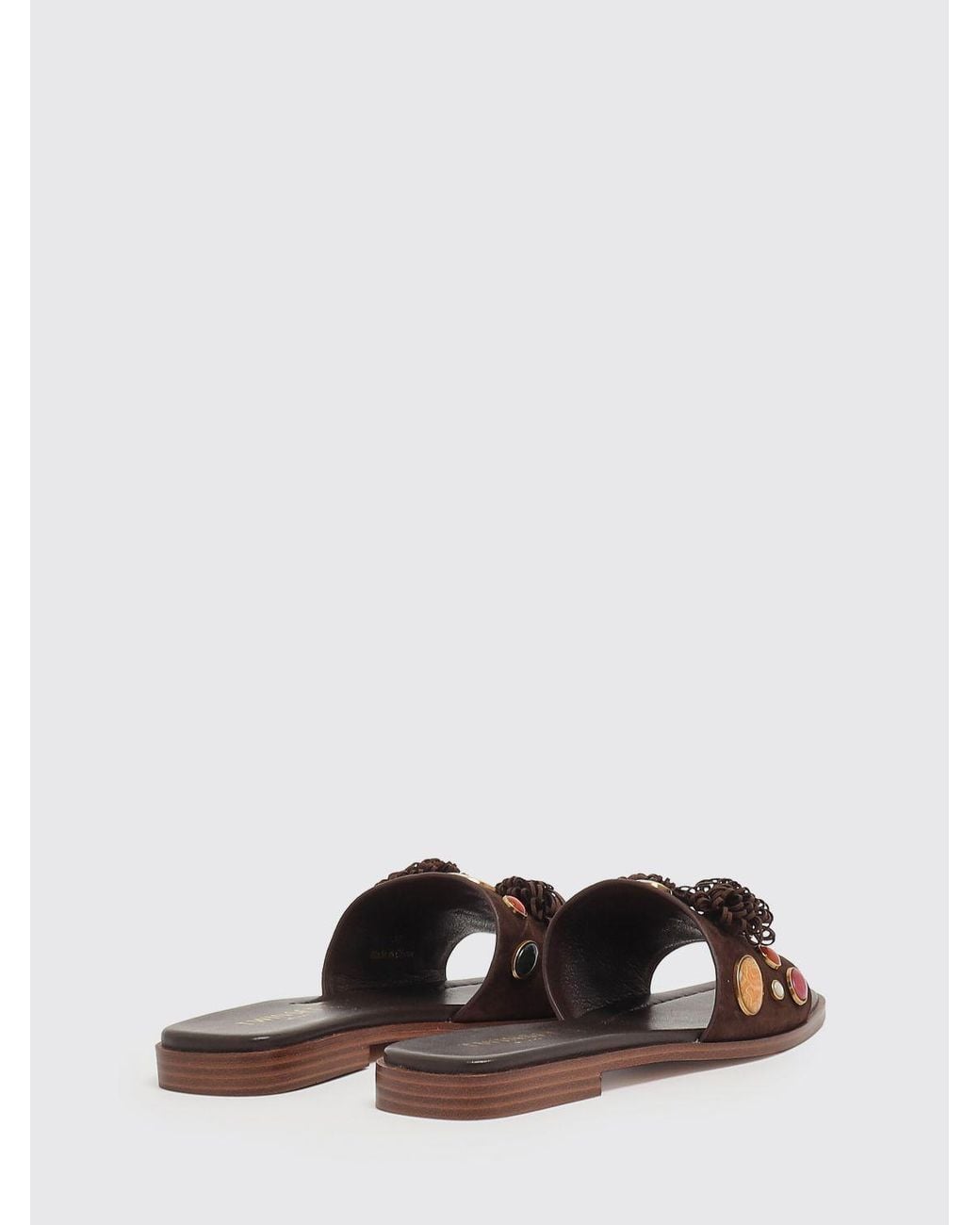 Twinset Brown Suede Mules With Stones