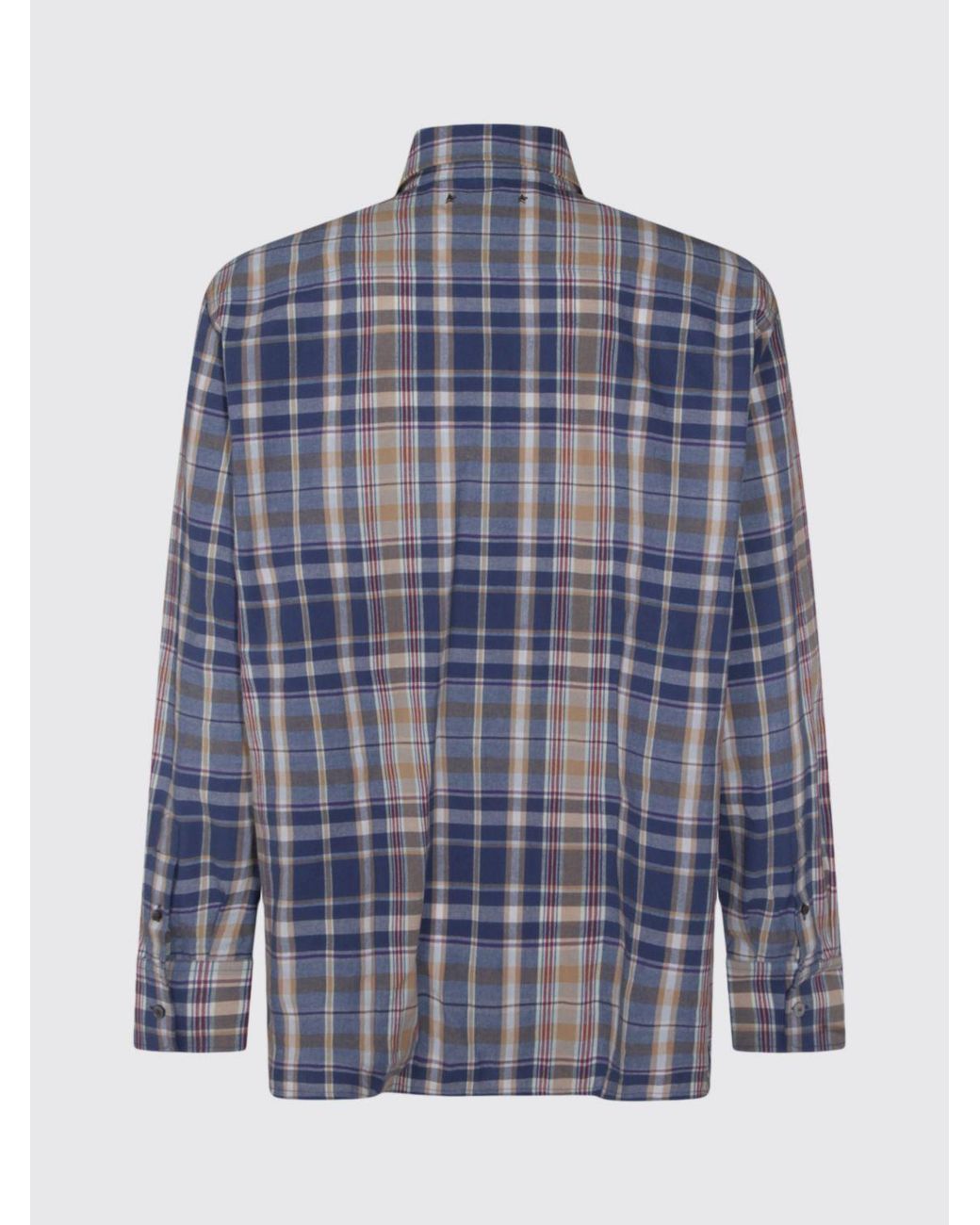 Golden Goose Deluxe Brand Blue Check Cotton Casual Shirt for men