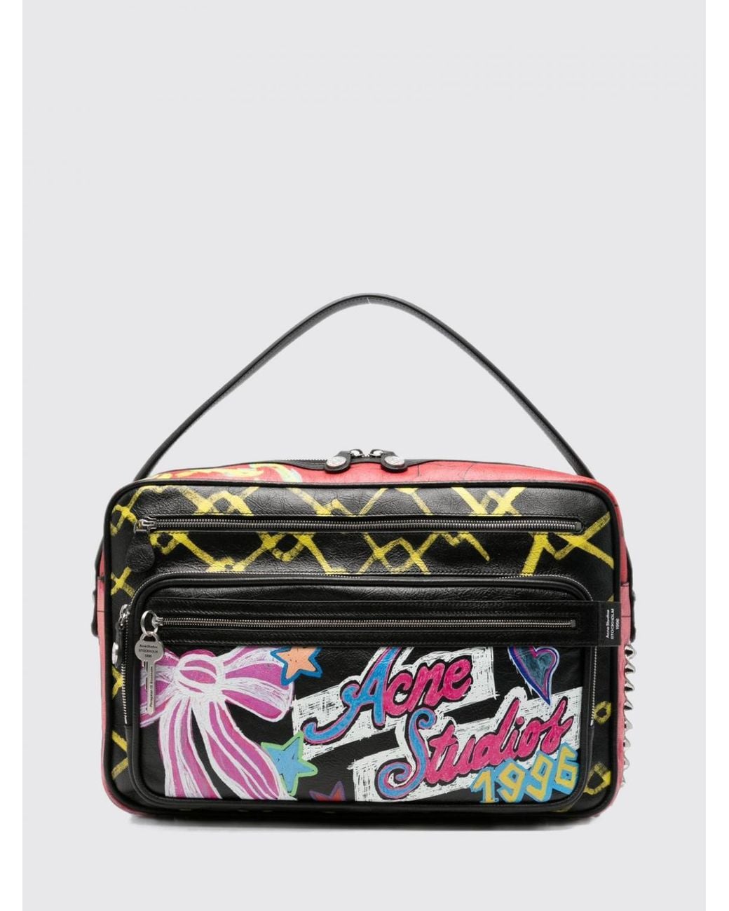 Acne Metallic Camero Calfskin Leather Camera Bag With Printed Logo