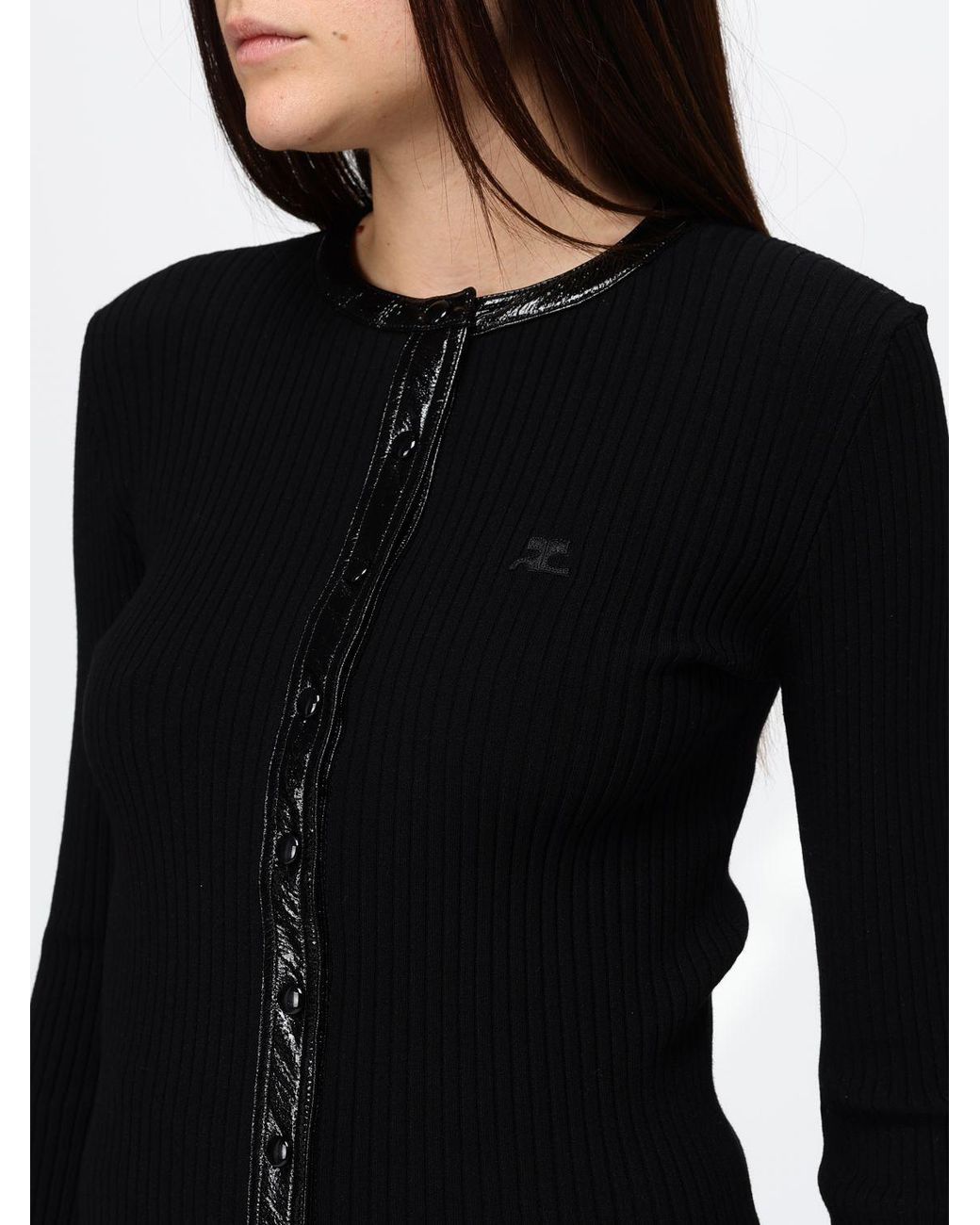 Courreges Black CourrÈ Ges Slim Fit Ribbed Jersey Crewneck Cardigan