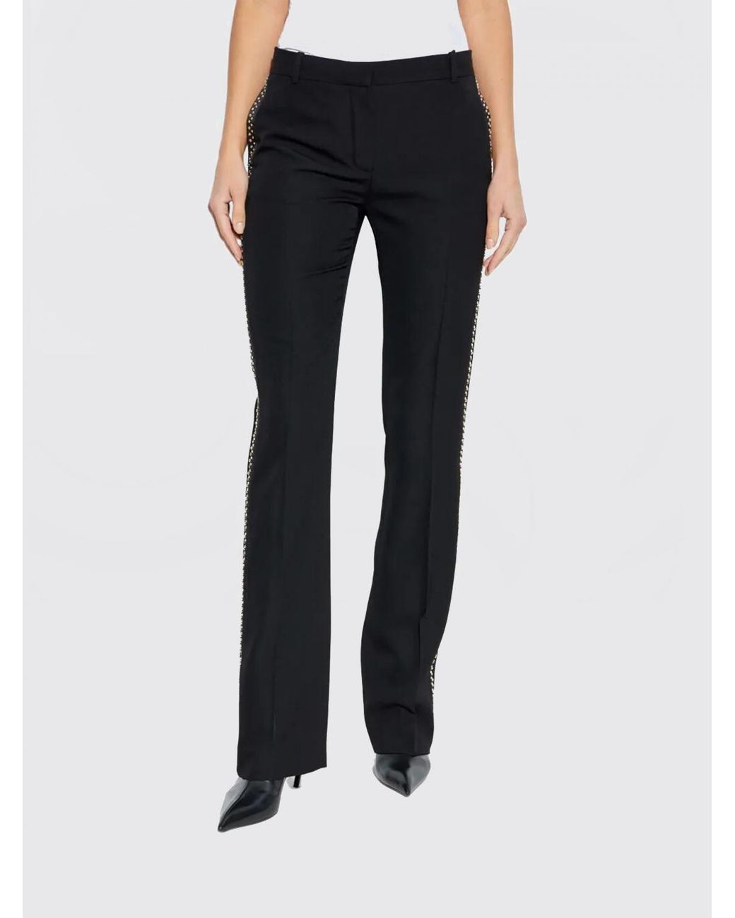Versace Blue Wool Trousers With Studs And Rhinestones