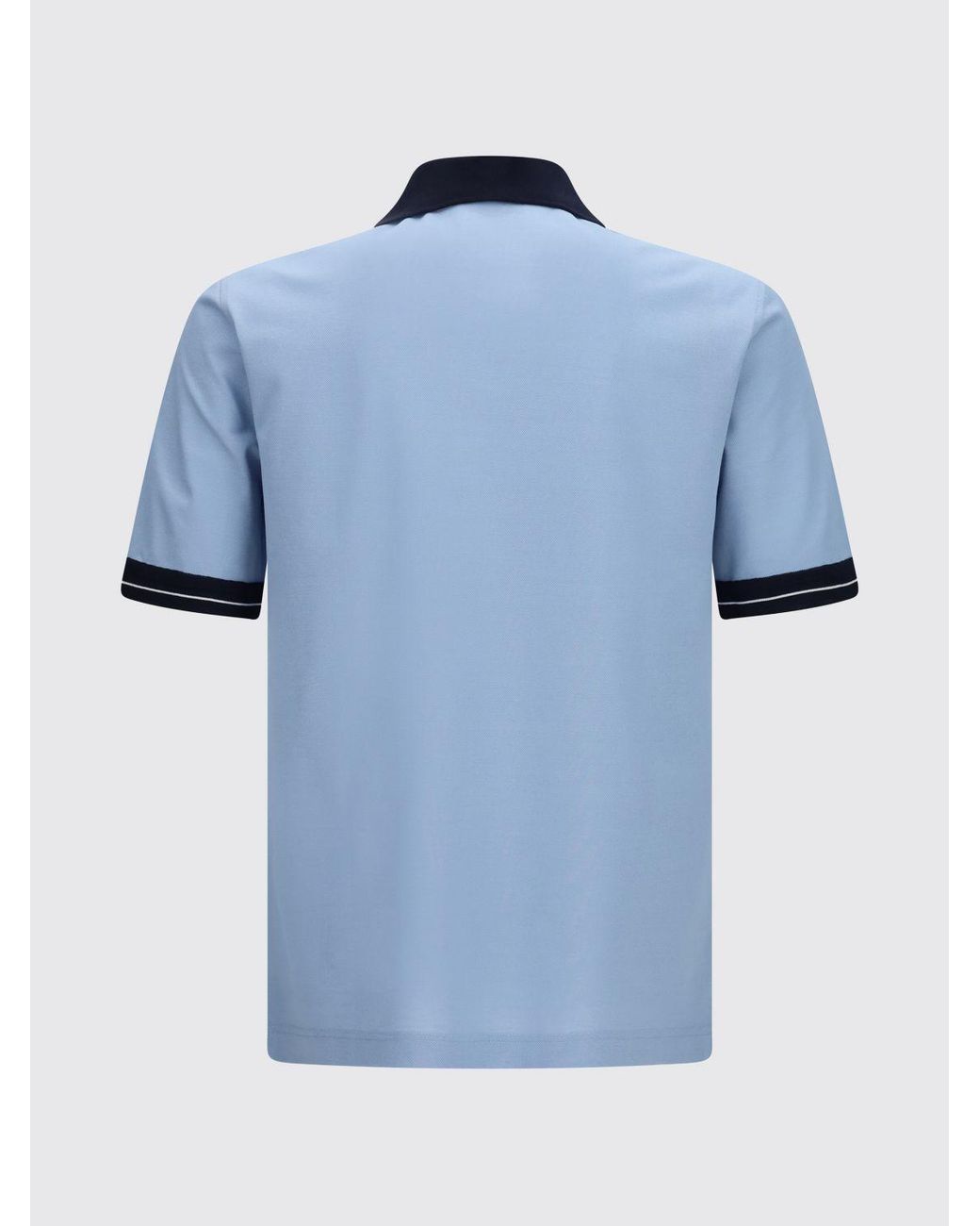 Ferragamo Blue Short-Sleeved Cotton Polo Shirt With French Collar for men