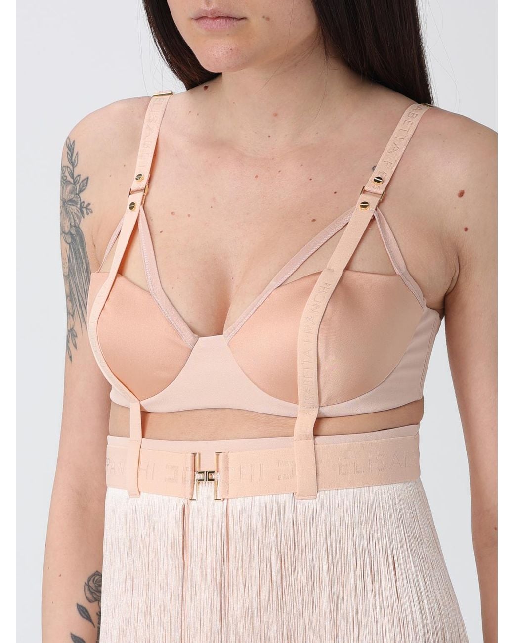 Elisabetta Franchi Pink Light Crepe And Satin Bustier Dress