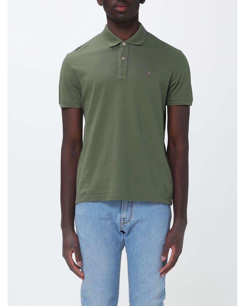 Polo Básico De Algodón Con Logo Brooksfield de hombre de color Green