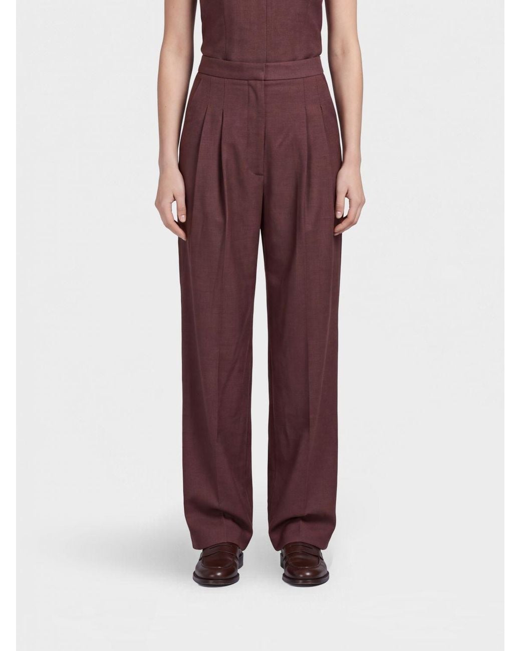 PT Torino Purple High-Waisted Wide-Leg Trousers
