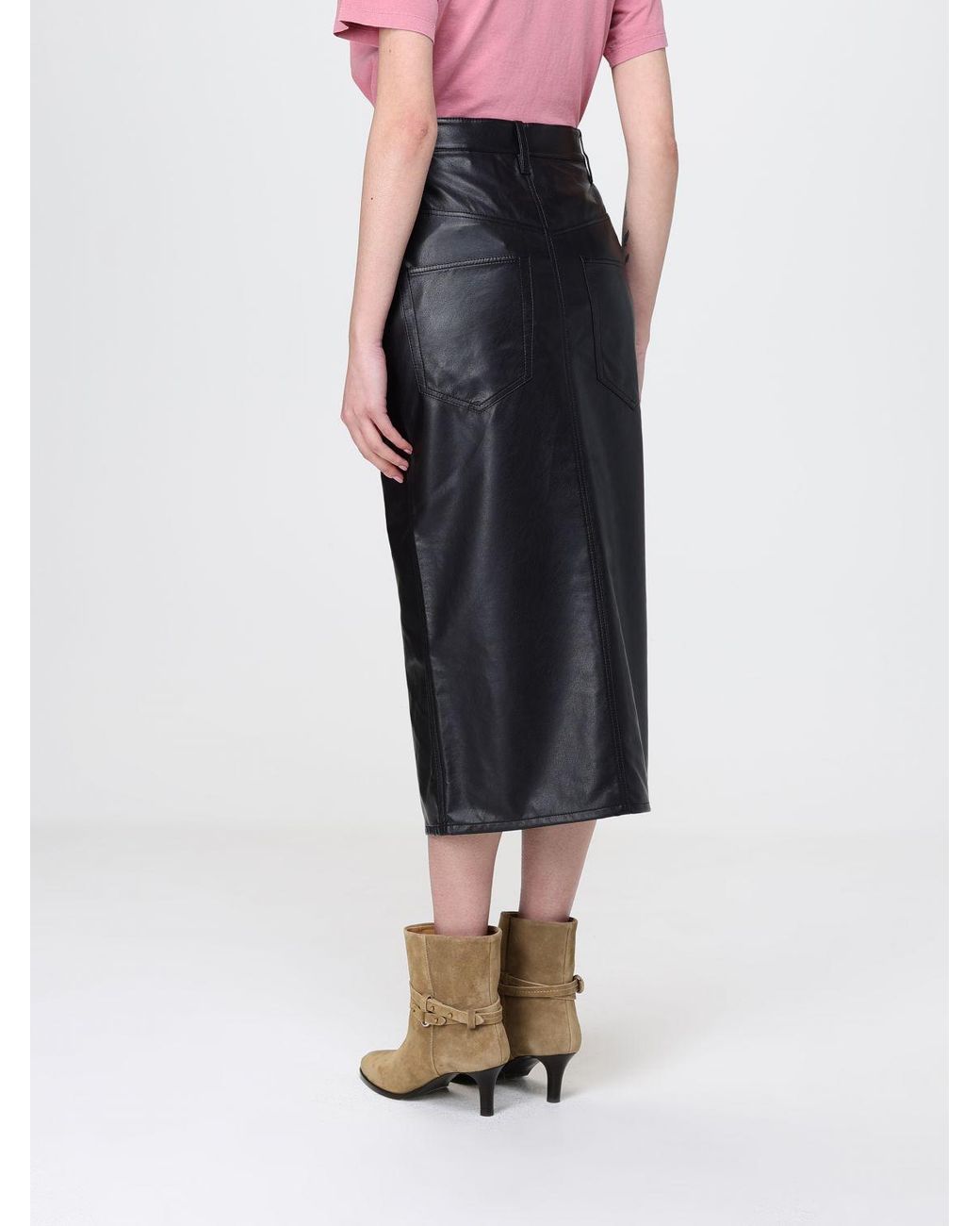 Isabel Marant Black Nilauria Midi Synthetic Leather Skirt