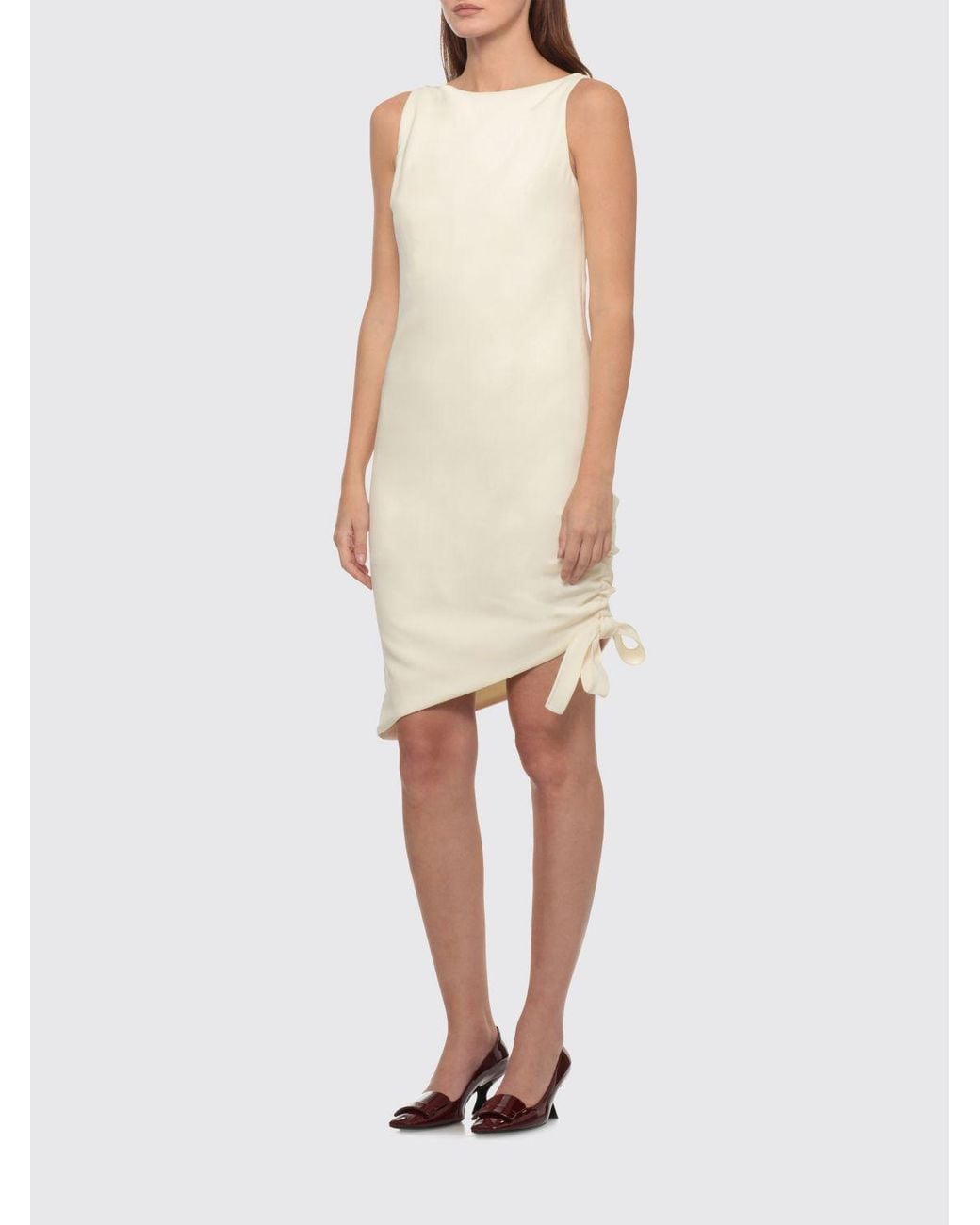 Carolina Herrera White Off-The-Shoulder Virgin Wool Knit Mini Dress