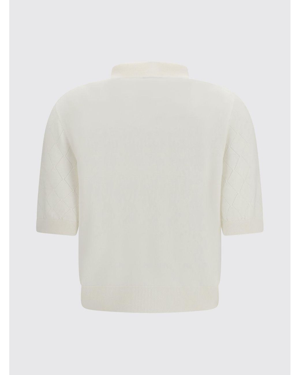 Balmain Natural Short-Sleeved Knitted Polo Shirt