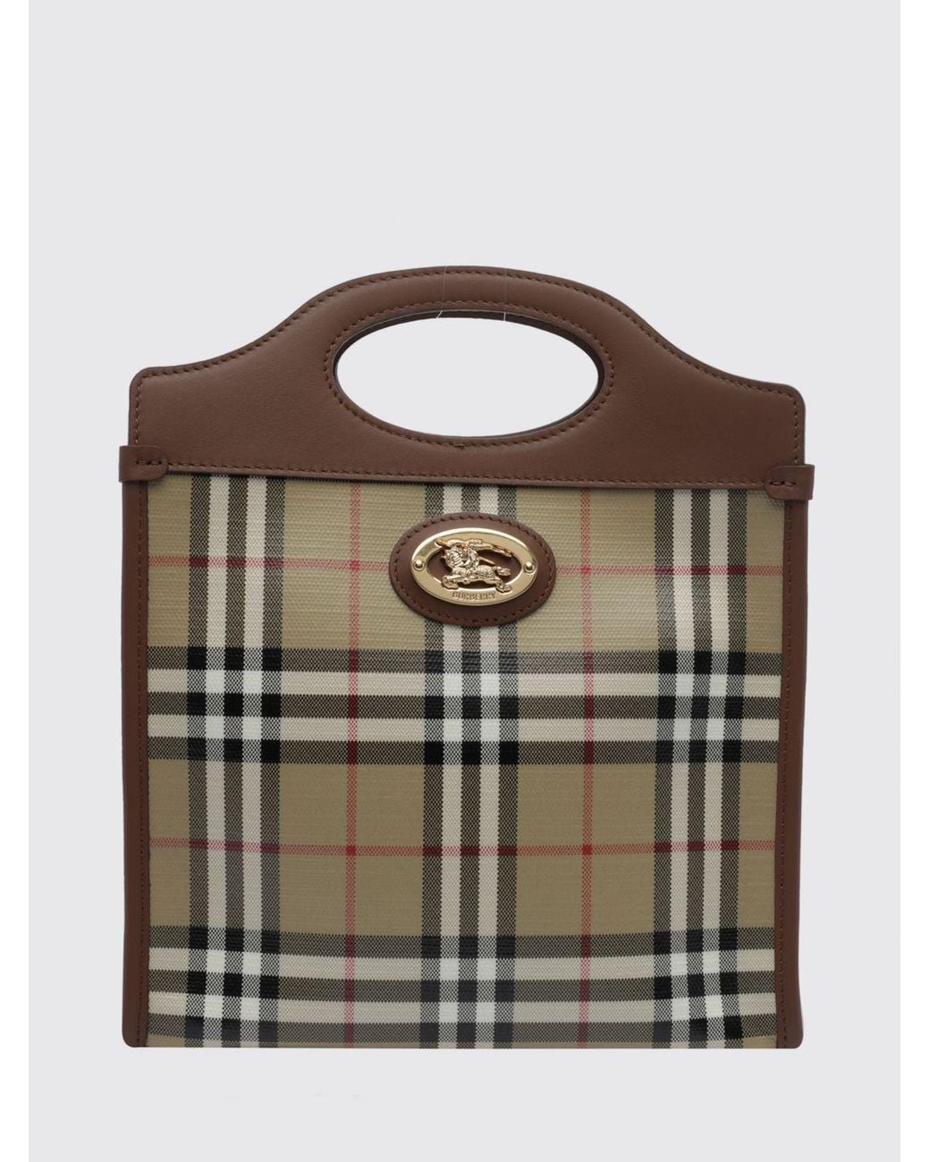 Burberry Brown Pocket Mini Vintage Check Canvas And Leather Tote Bag