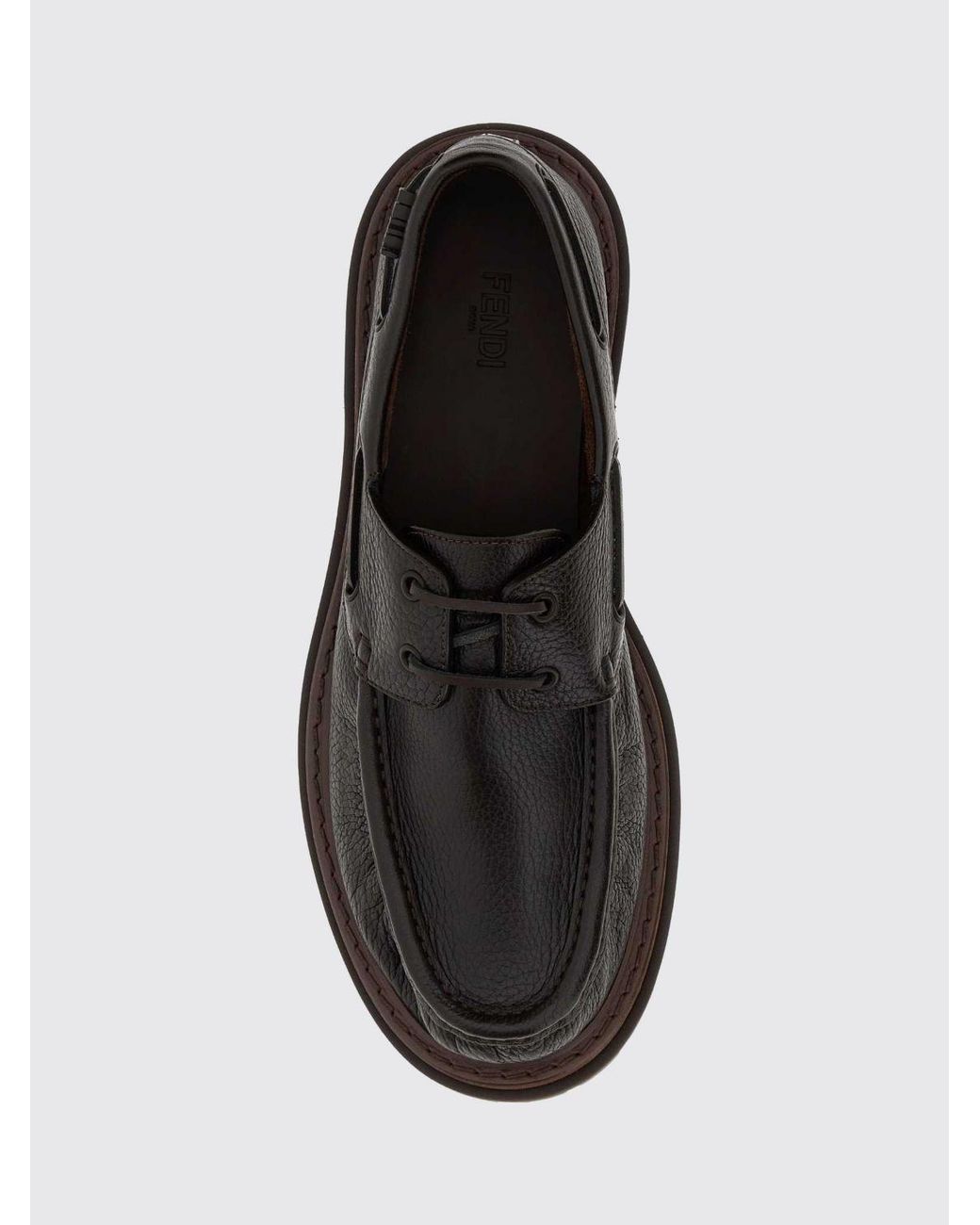 Fendi White Pequin Hammered Calfskin Boat Shoes With Logo for men