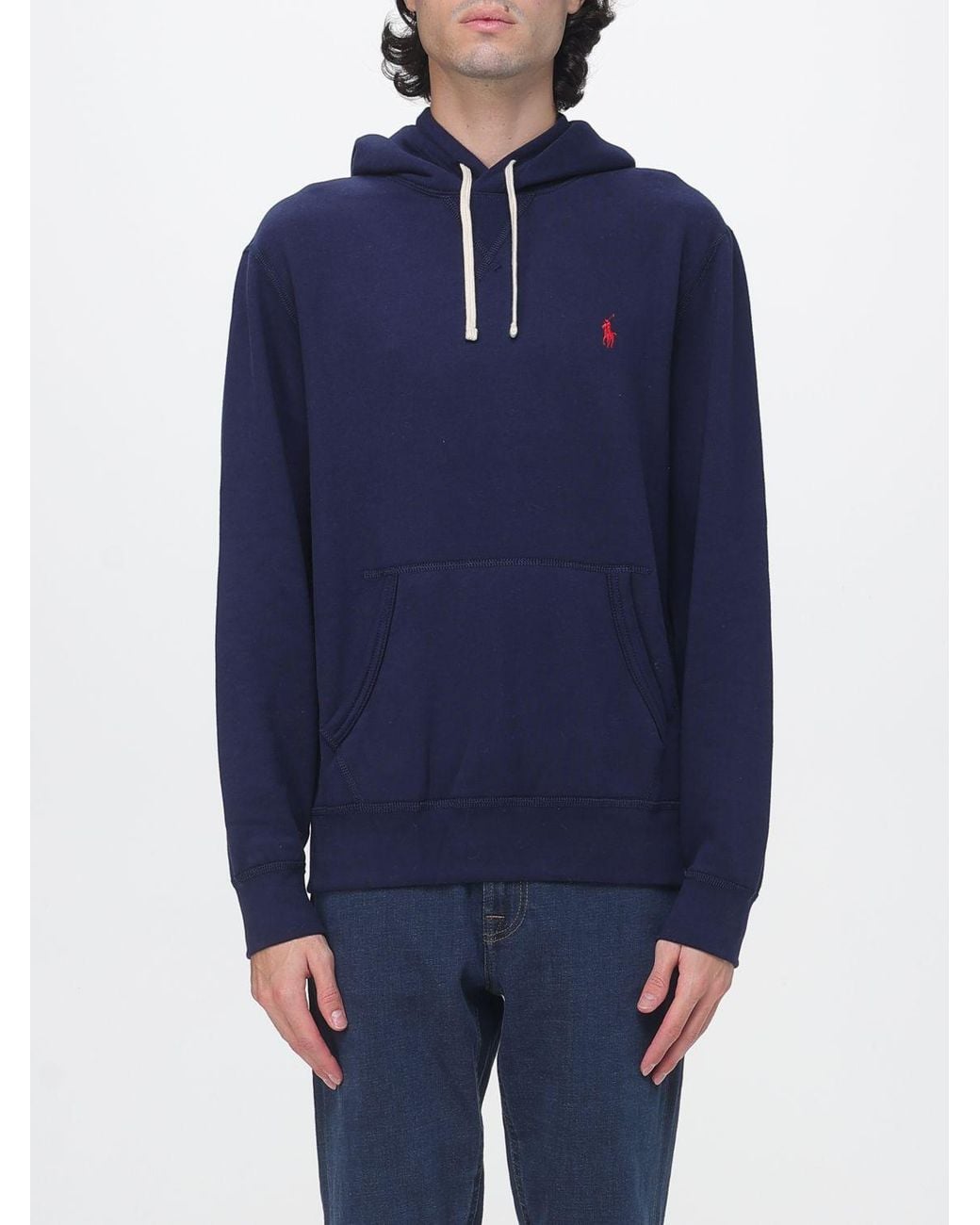 Polo Ralph Lauren Blue Cotton Hoodie With Iconic Embroidered Pony Logo for men
