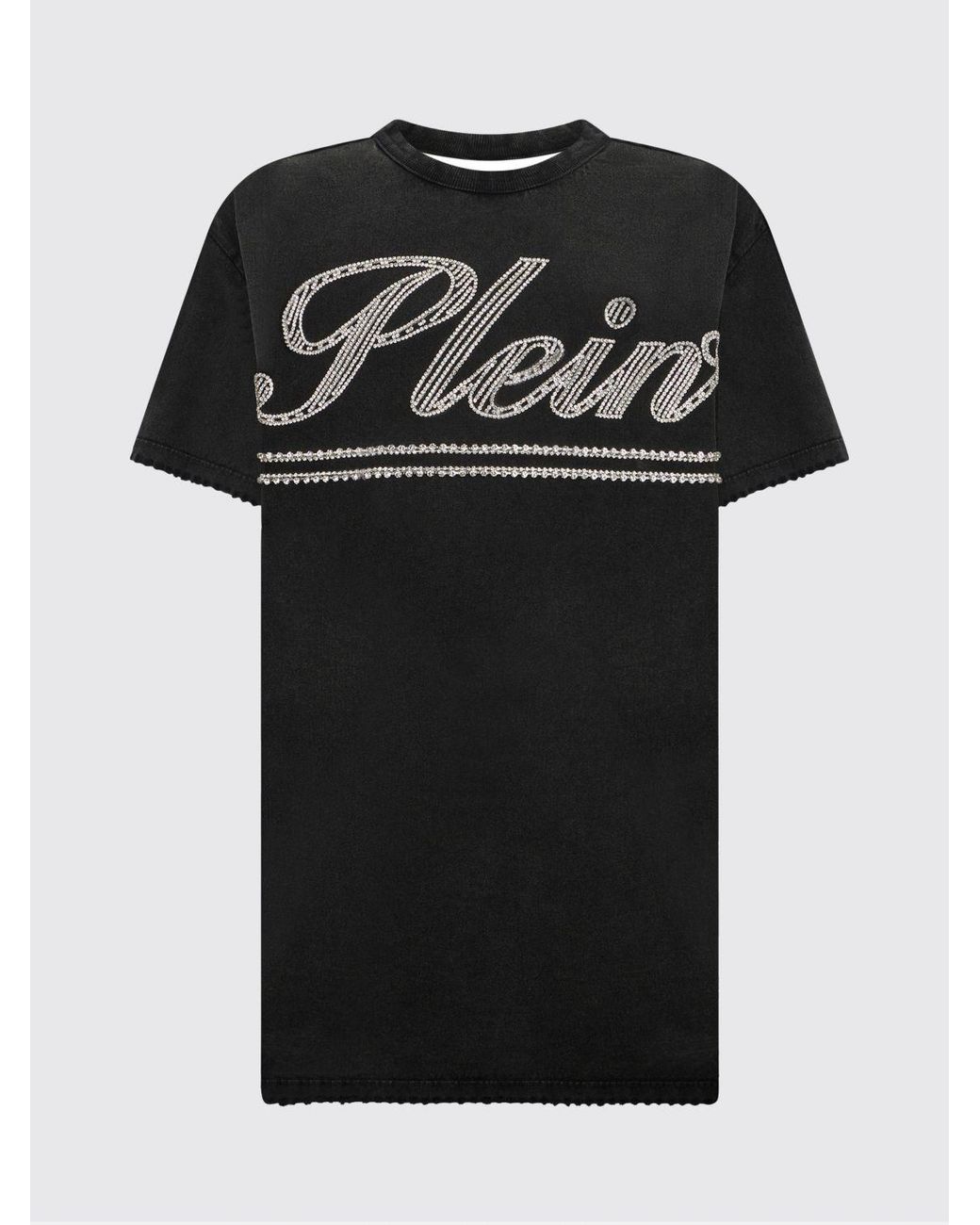 Philipp Plein Black Cotton Crew-Neck T-Shirt With Rhinestone Logo