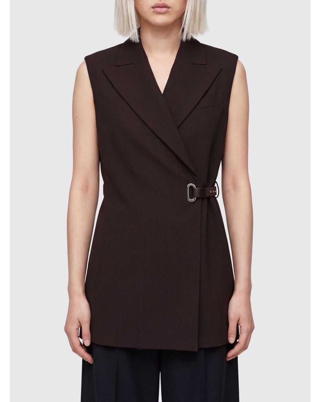 Sportmax Black Tailored Viscose Waistcoat With Side Closure And Adjustable Ties