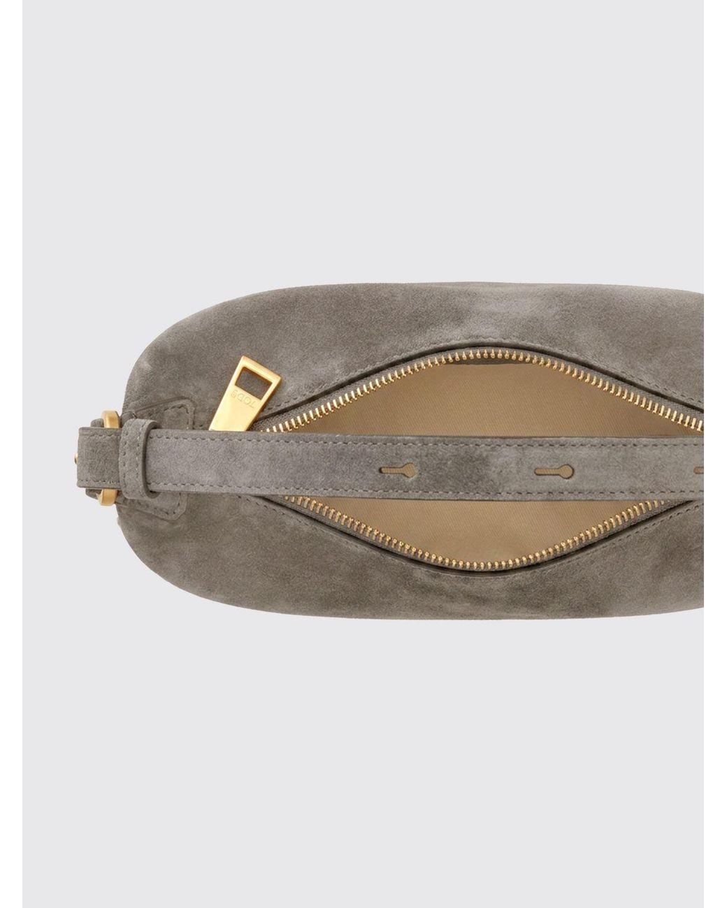 Tod's Gray Metal Dots Suede Calfskin Shoulder Bag With Adjustable Handle
