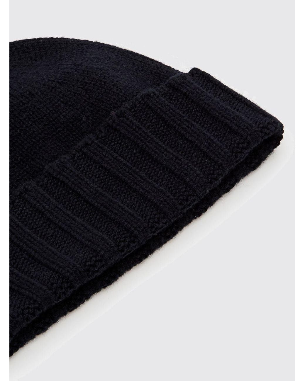 Gorro Beanie 100% Cachemir Con Vuelta De Diseño Esencial Drumohr de color Blue