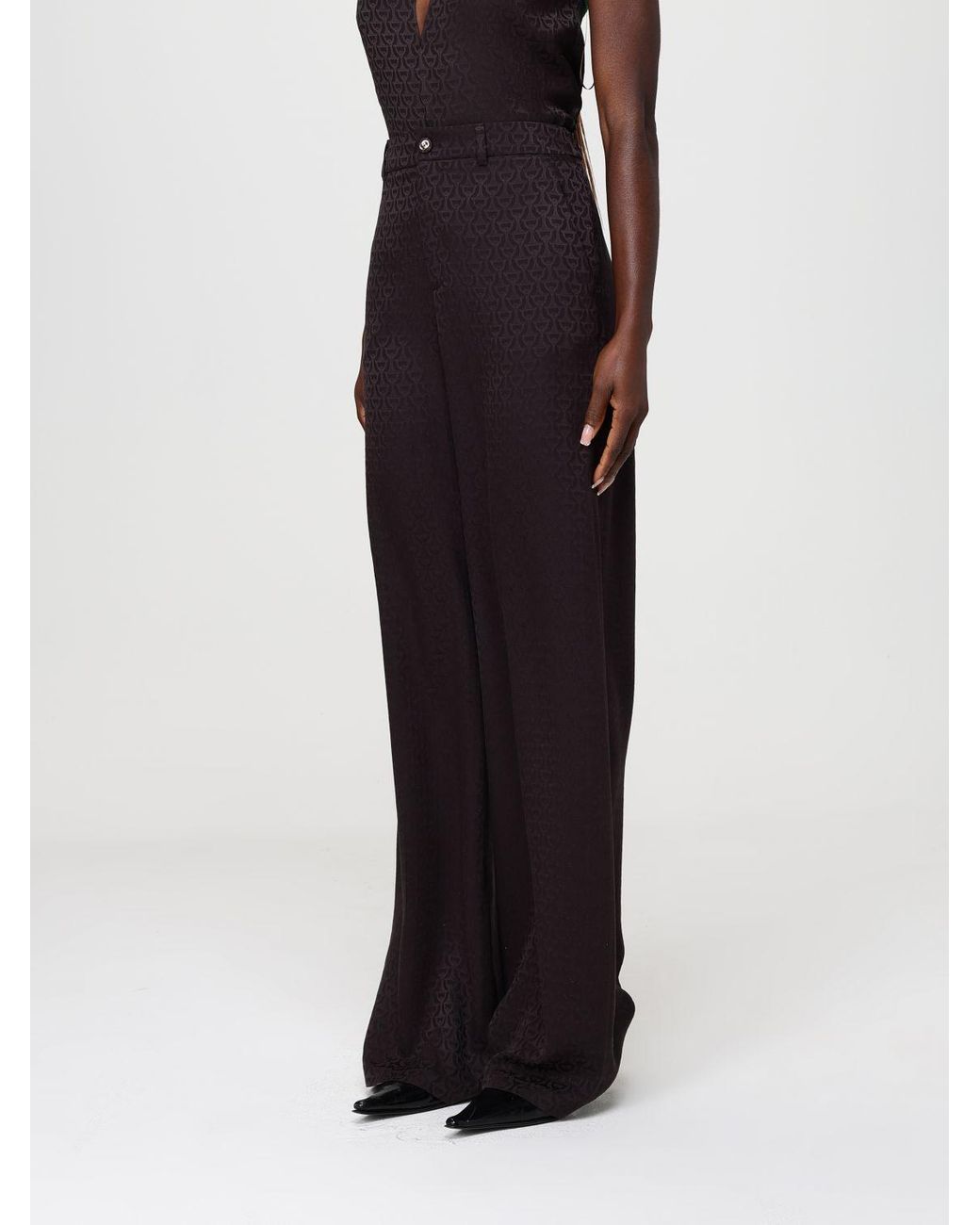 Gucci Black Silk Wide-Leg Trousers With Horsebit Motif