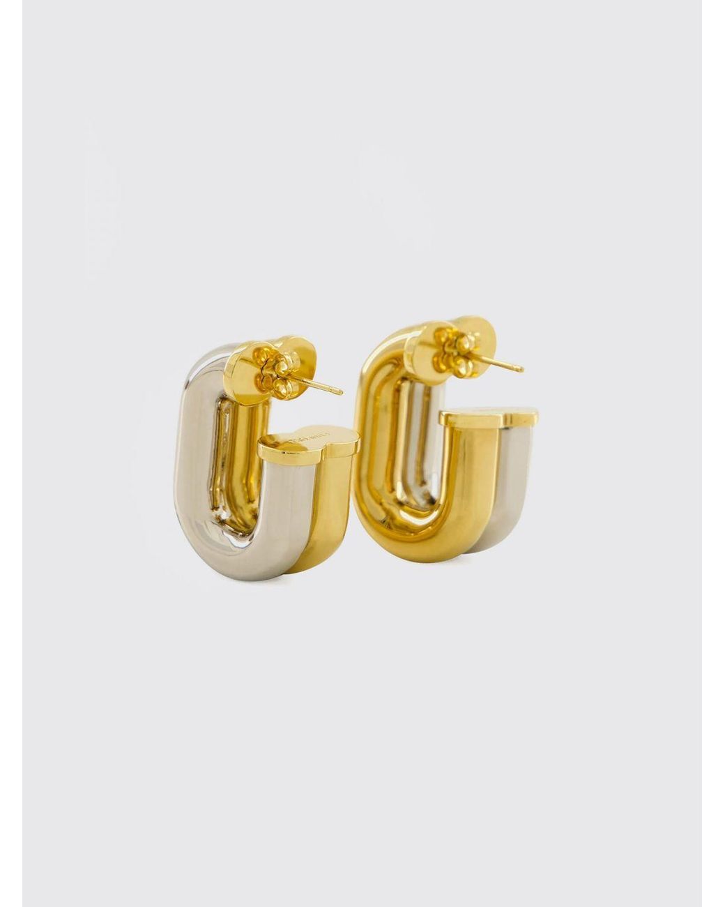 Rabanne White Xl Link Bicolor Brass Earrings