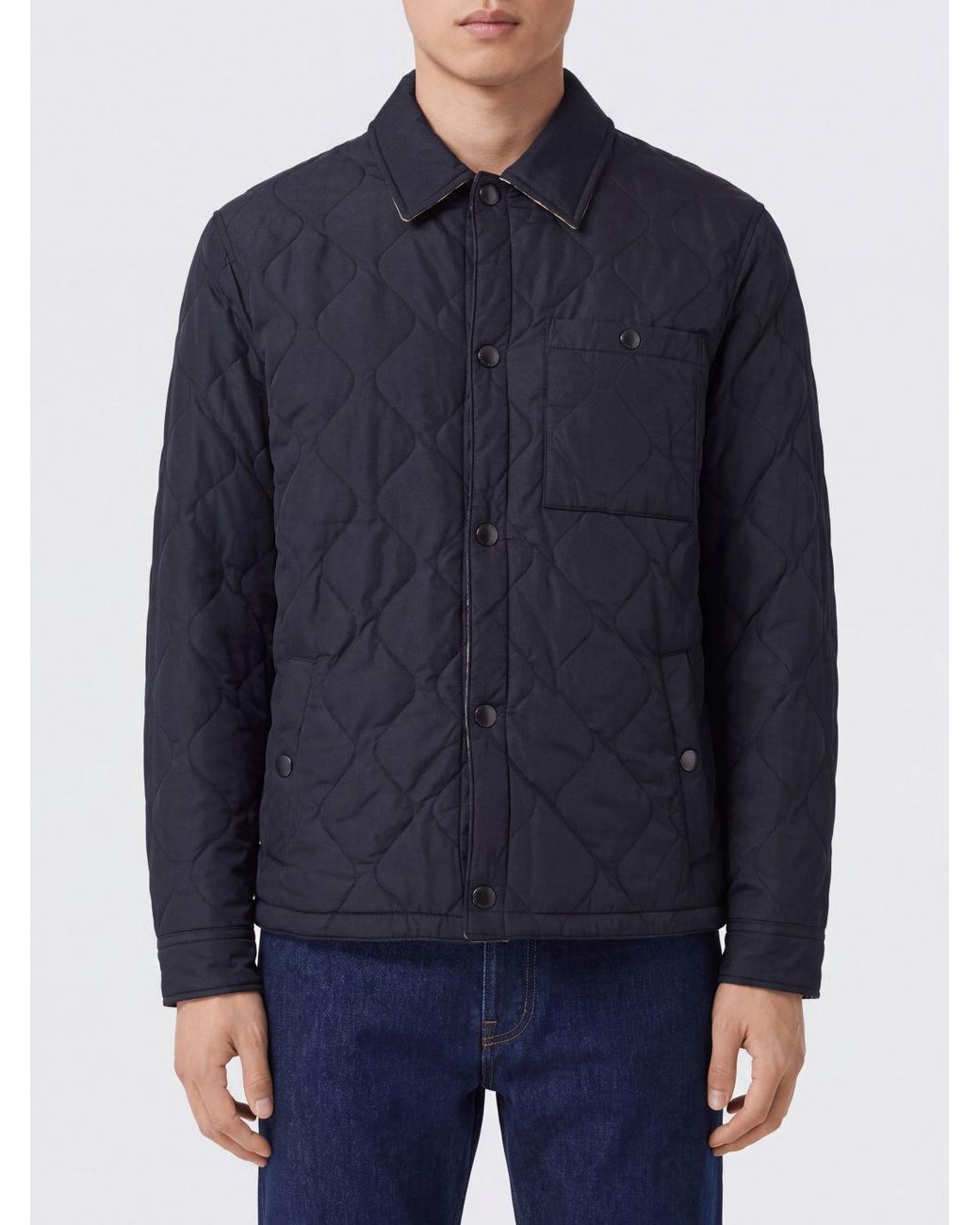 Burberry Blue Reversible Quilted Jacket for men