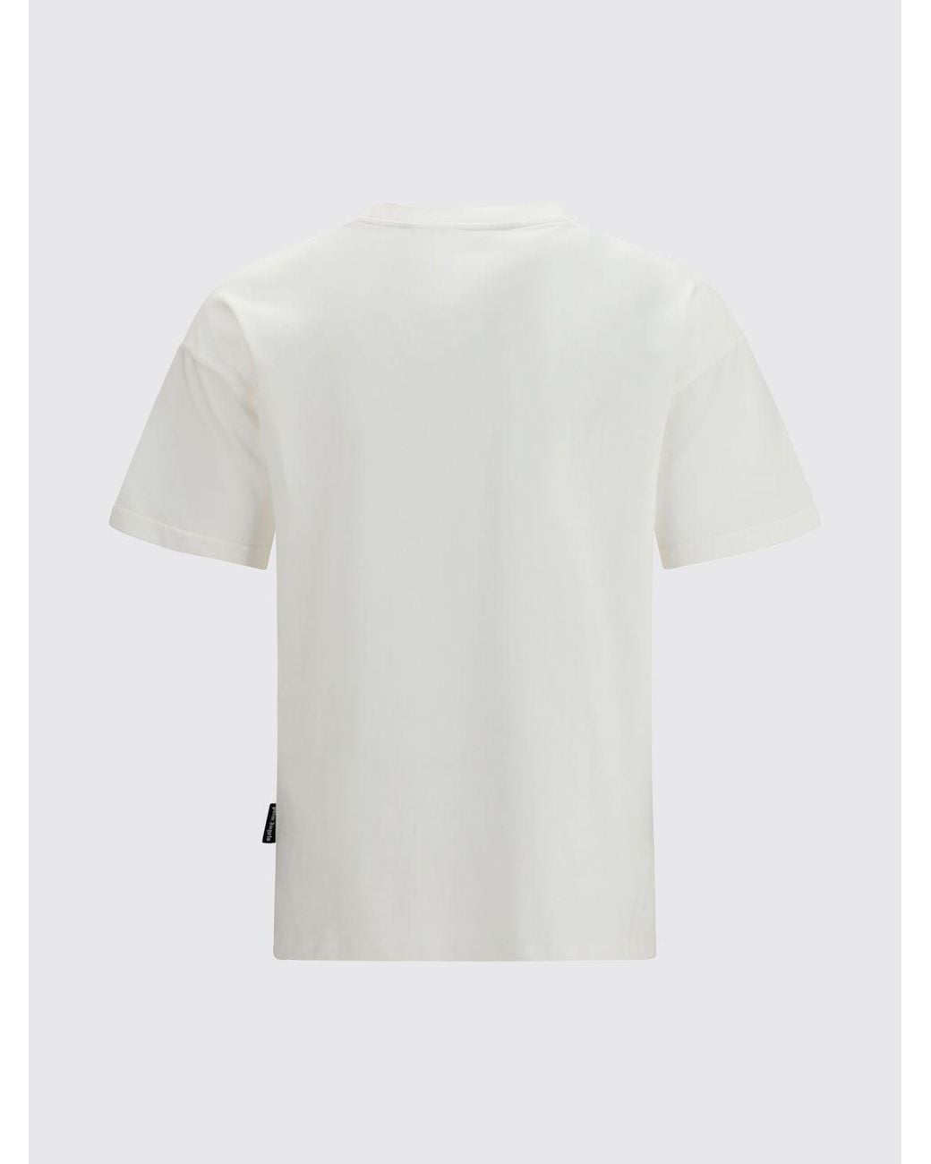 Palm Angels White Cotton Crew Neck T-Shirt With Contrast Logo for men