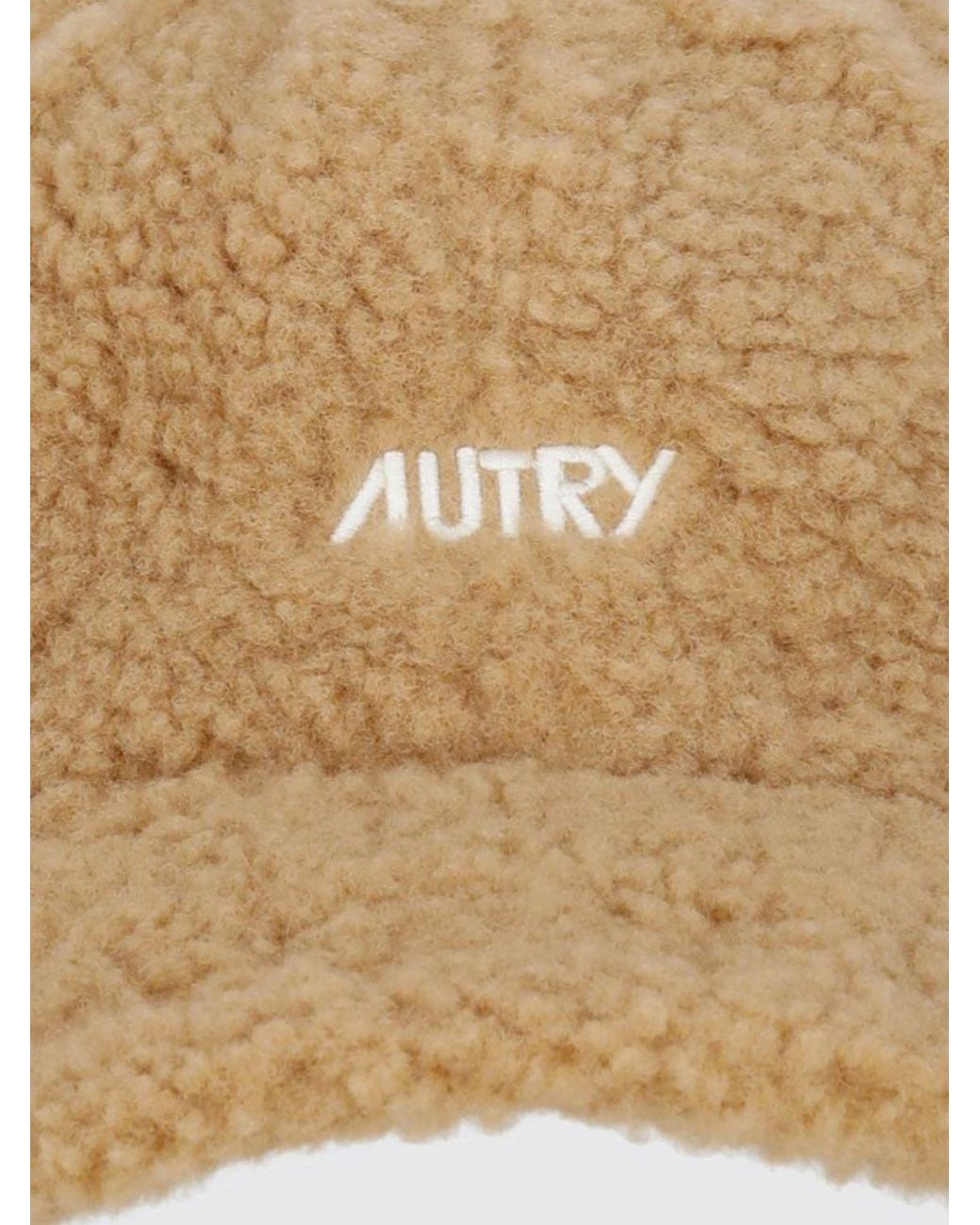 Autry Natural Ribbed Wool Beanie Hat With Turn-Up Cuff And Contrast Logo for men