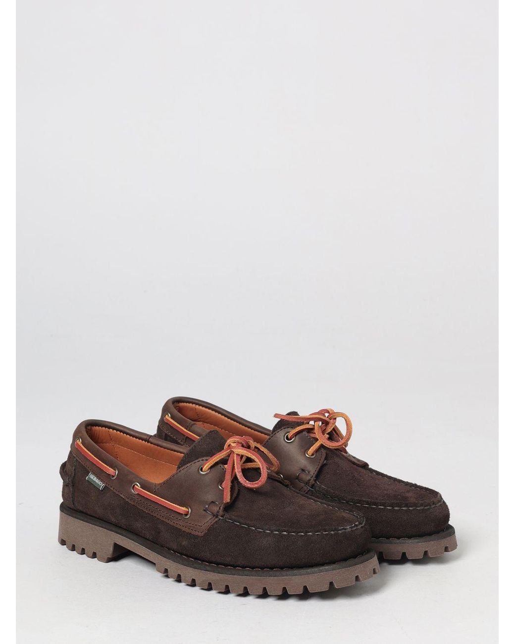 Sebago Brown Guardian Suede Boat Shoes With Side Lacing for men
