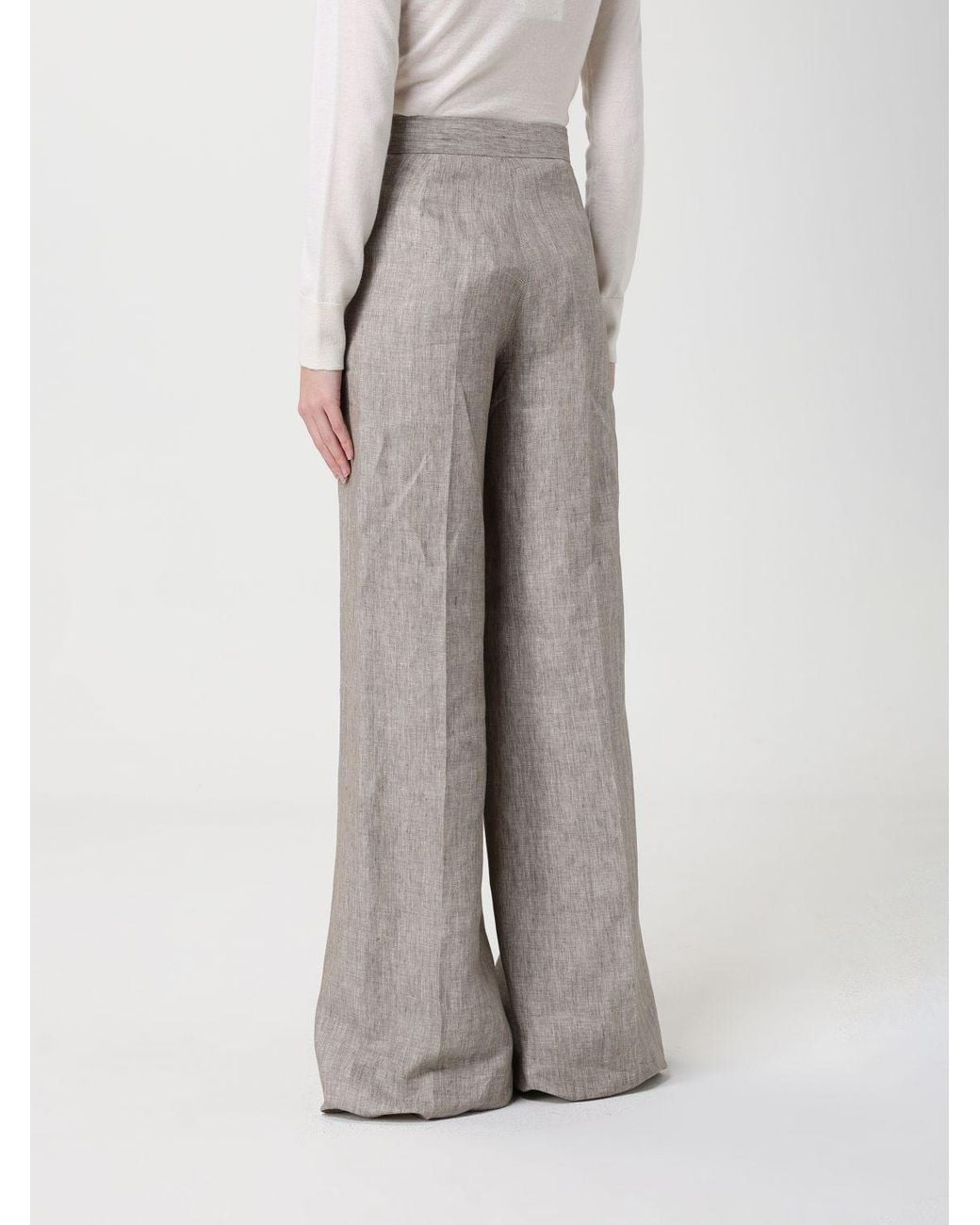 Max Mara Gray Deserto Linen Palazzo Trousers