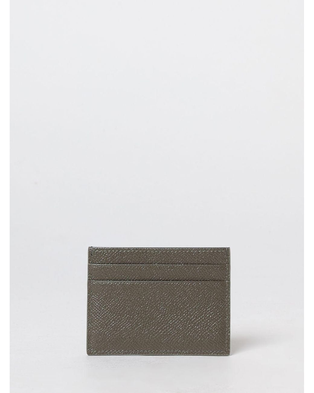 Dolce & Gabbana Gray Dolce &Amp Gabbana Flat Grained Calf Leather Card Holder With Logo
