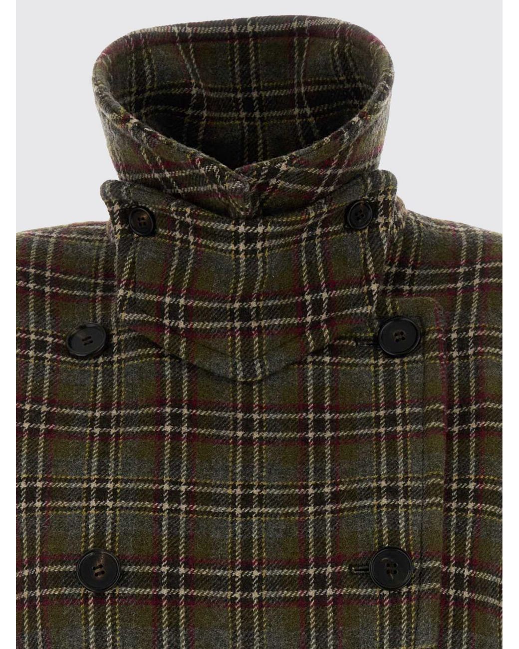 Chloé Black ChloÉ Tartan Wool-Blend Double-Breasted Peacoat With Waist Belt